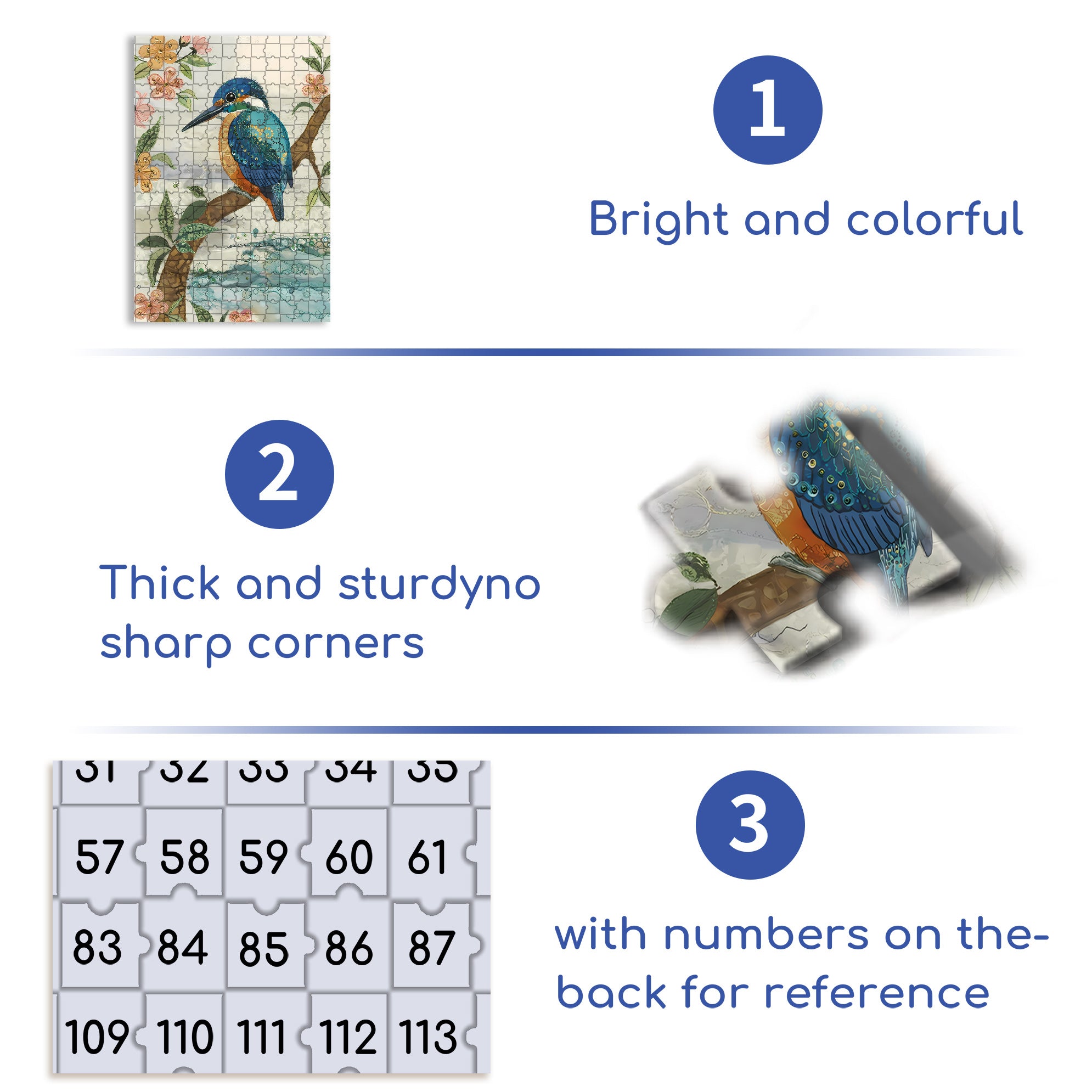 Jeweled Kingfisher 500pcs/1000pcs Jigsaw Puzzle, Scratch-Resistant, Interactive Family Game & Brain-Boosting DIY Decor, Perfect for Halloween, Christmas & New Year Gifts, Family Puzzle Game
