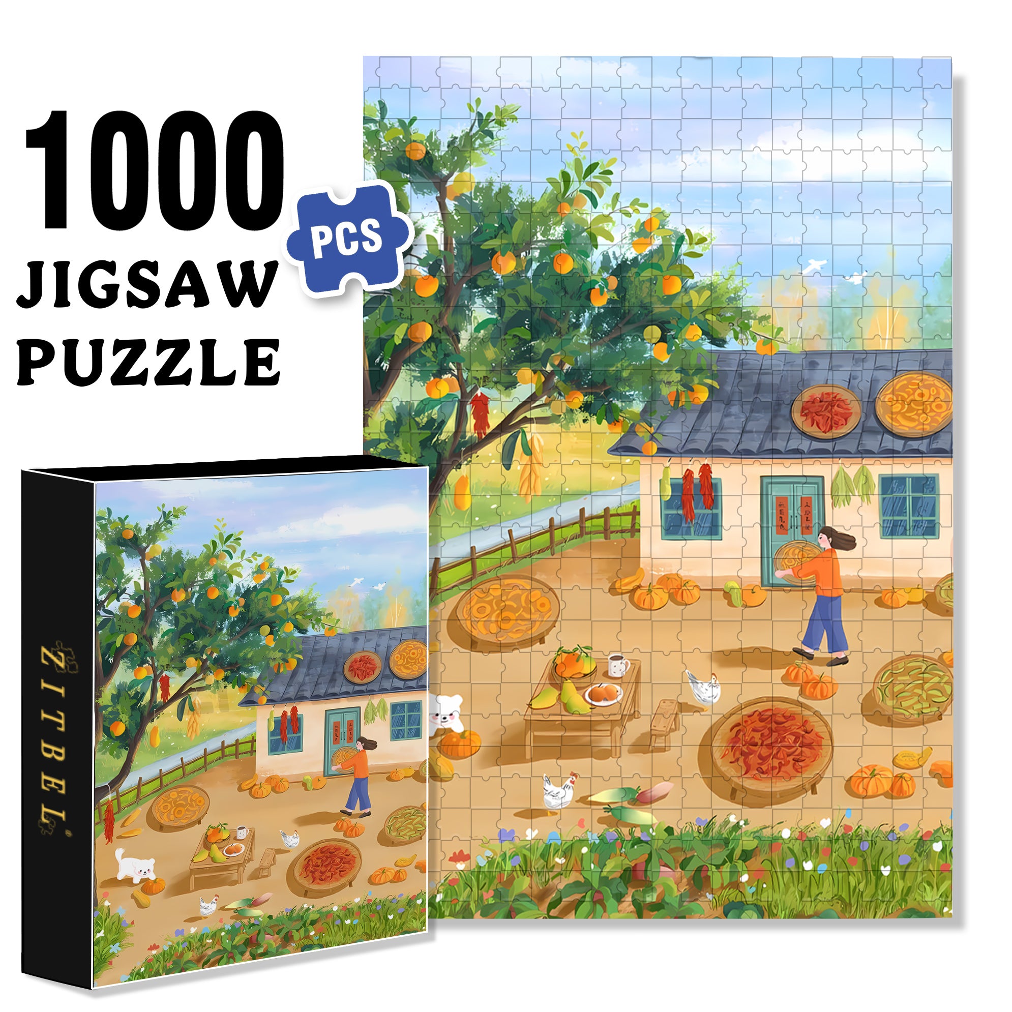 King's Weather 500pcs/1000pcs Jigsaw Puzzle, Scratch-Resistant, Interactive Family Game & Brain-Boosting DIY Decor, Perfect for Halloween, Christmas & New Year Gifts, Family Puzzle Game