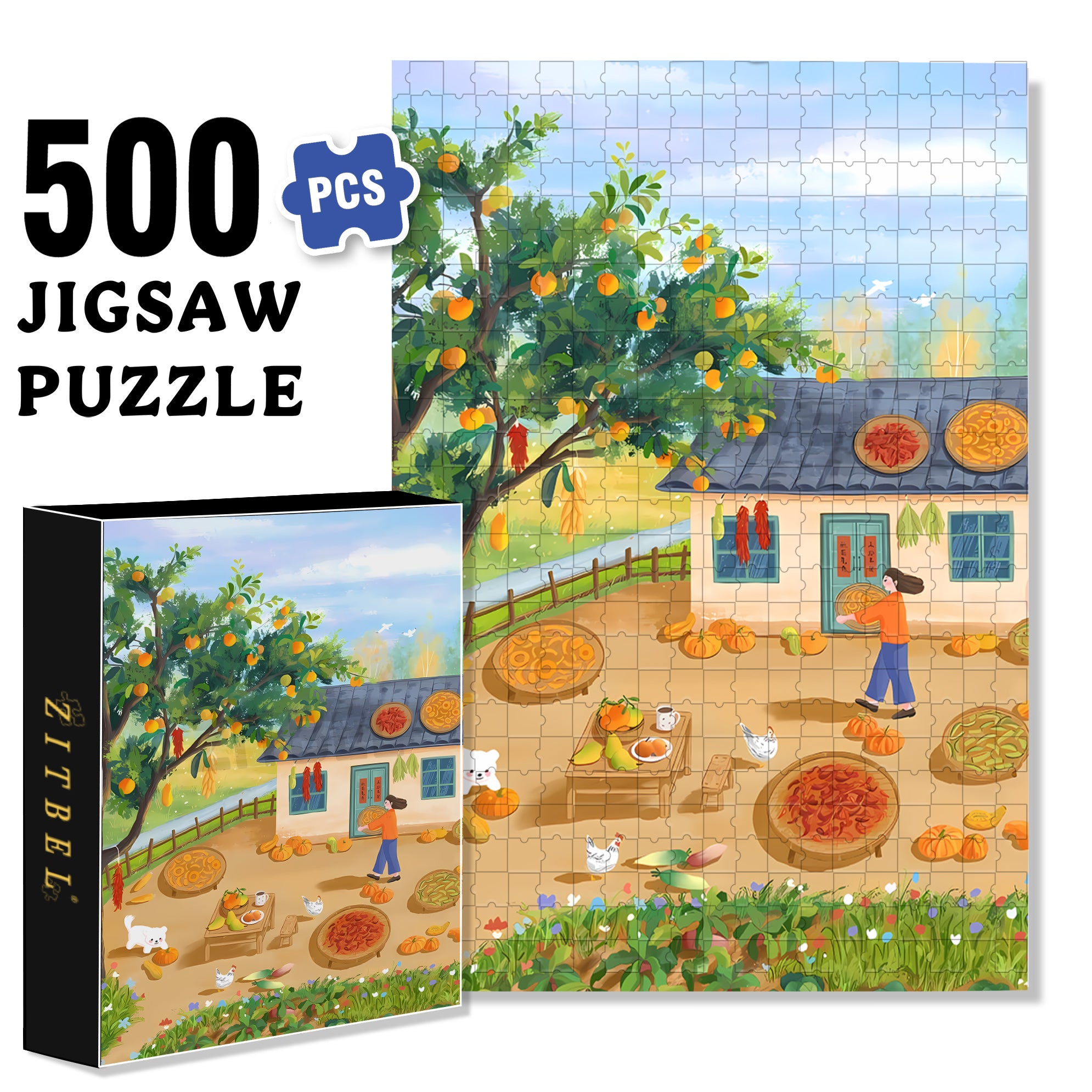 King's Weather 500pcs/1000pcs Jigsaw Puzzle, Scratch-Resistant, Interactive Family Game & Brain-Boosting DIY Decor, Perfect for Halloween, Christmas & New Year Gifts, Family Puzzle Game