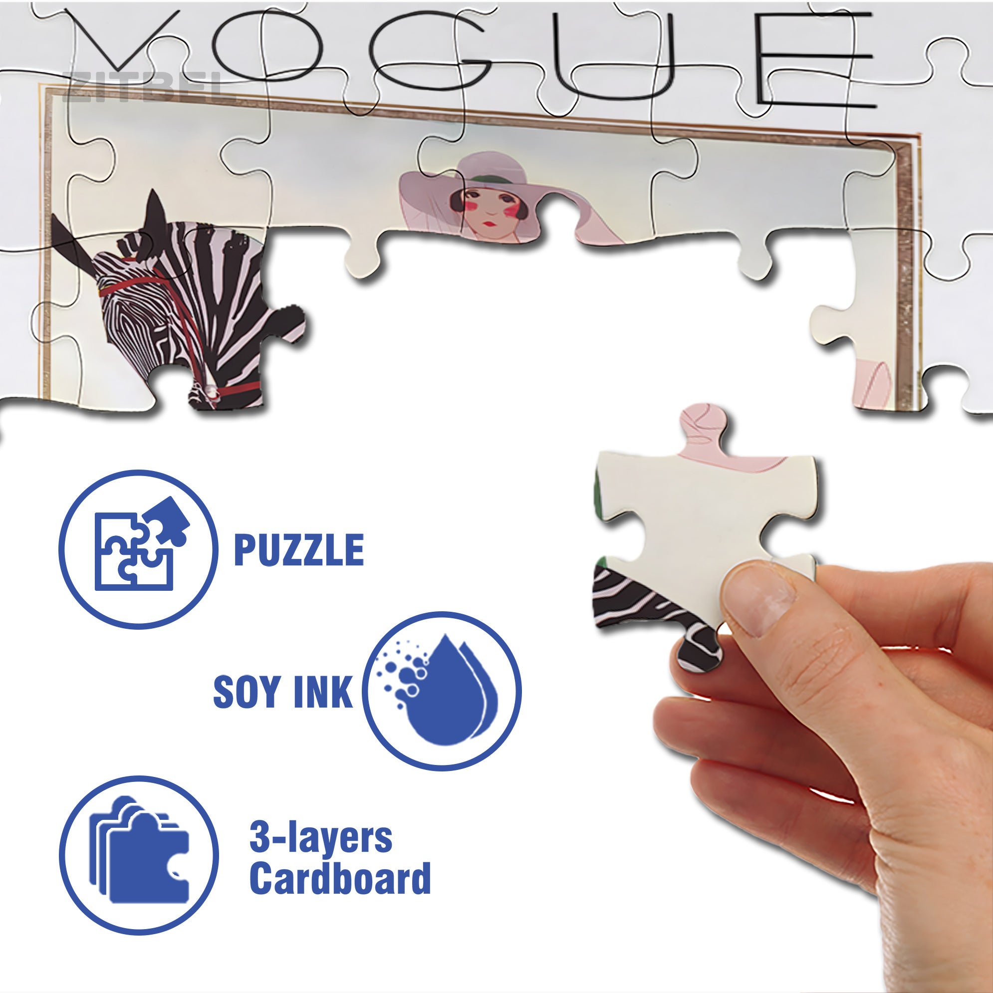 Lady on a Zebra 500pcs/1000pcs Jigsaw Puzzle, Scratch-Resistant, Interactive Family Game & Brain-Boosting DIY Decor, Perfect for Halloween, Christmas & New Year Gifts, Family Puzzle Game