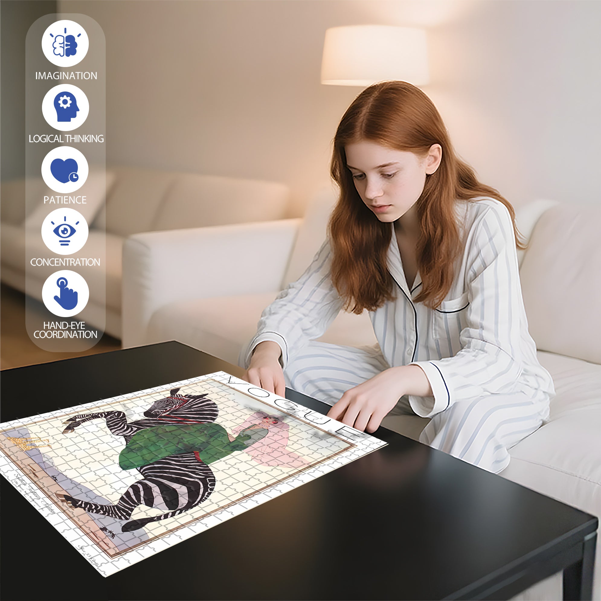 Lady on a Zebra 500pcs/1000pcs Jigsaw Puzzle, Scratch-Resistant, Interactive Family Game & Brain-Boosting DIY Decor, Perfect for Halloween, Christmas & New Year Gifts, Family Puzzle Game
