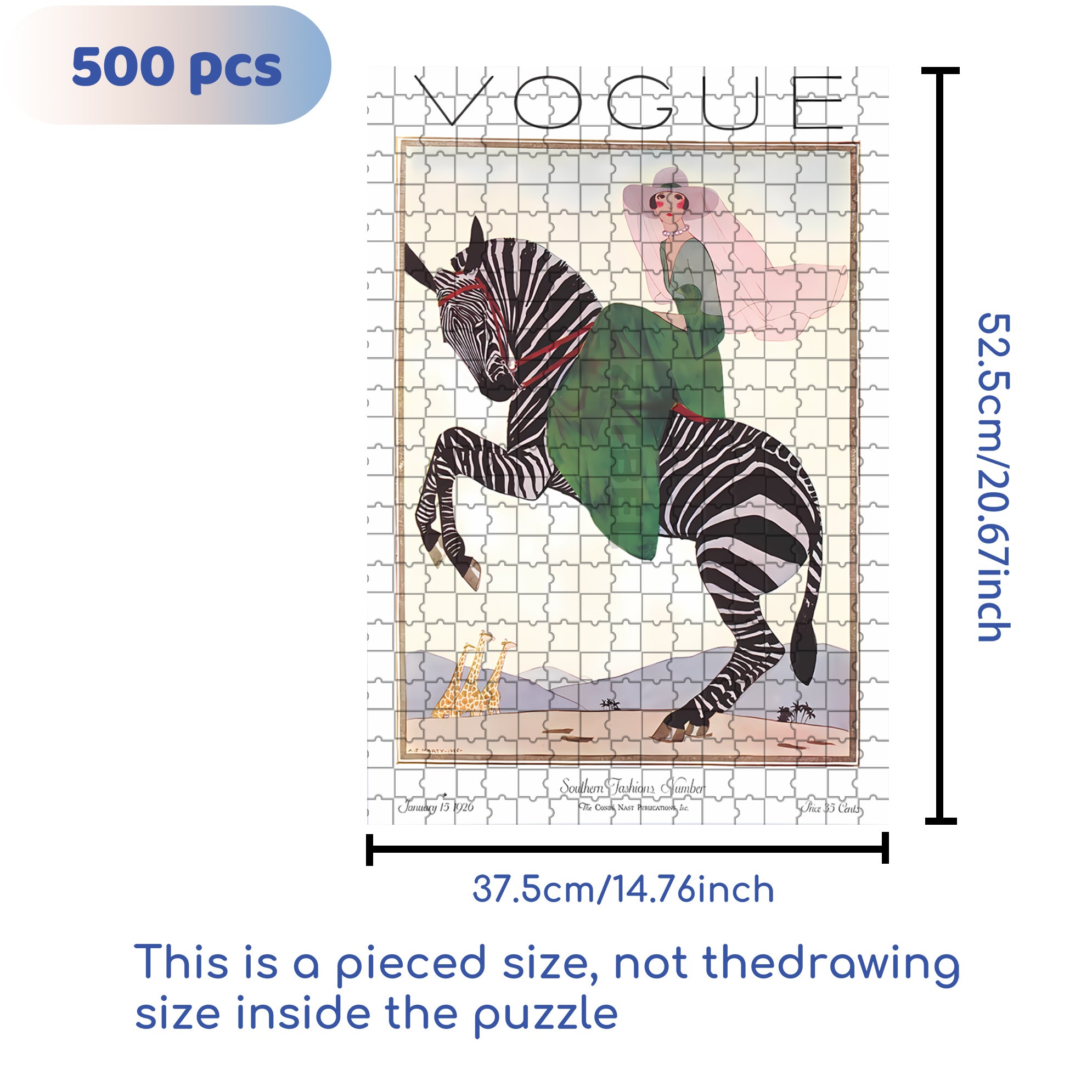 Lady on a Zebra 500pcs/1000pcs Jigsaw Puzzle, Scratch-Resistant, Interactive Family Game & Brain-Boosting DIY Decor, Perfect for Halloween, Christmas & New Year Gifts, Family Puzzle Game
