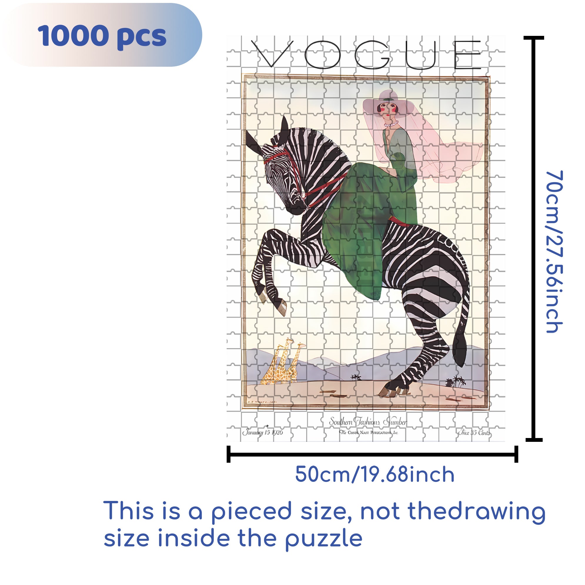 Lady on a Zebra 500pcs/1000pcs Jigsaw Puzzle, Scratch-Resistant, Interactive Family Game & Brain-Boosting DIY Decor, Perfect for Halloween, Christmas & New Year Gifts, Family Puzzle Game