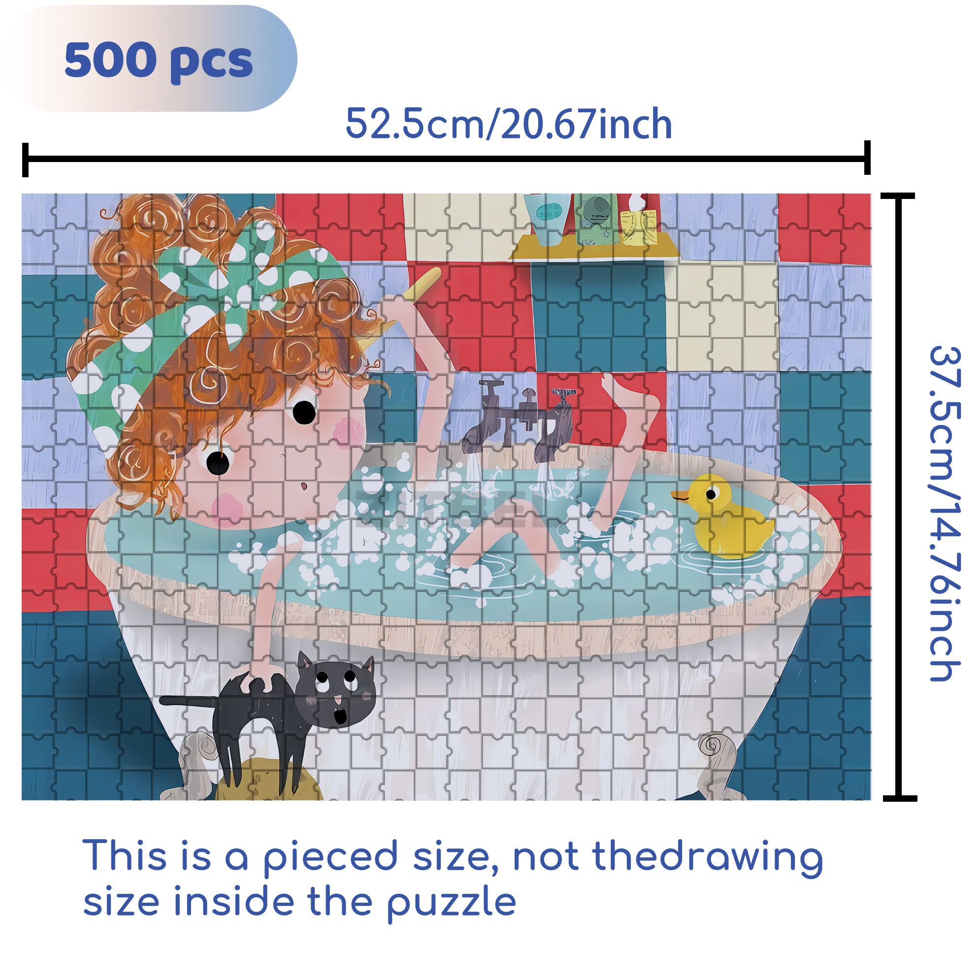 Let's Take A Bath Together 500pcs/1000pcs Jigsaw Puzzle, Scratch-Resistant, Interactive Family Game & Brain-Boosting DIY Decor, Perfect for Halloween, Christmas & New Year Gifts, Family Puzzle Game
