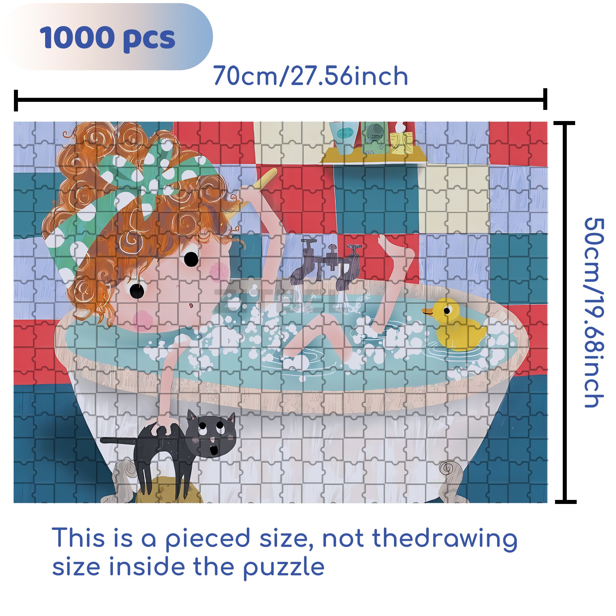 Let's Take A Bath Together 500pcs/1000pcs Jigsaw Puzzle, Scratch-Resistant, Interactive Family Game & Brain-Boosting DIY Decor, Perfect for Halloween, Christmas & New Year Gifts, Family Puzzle Game