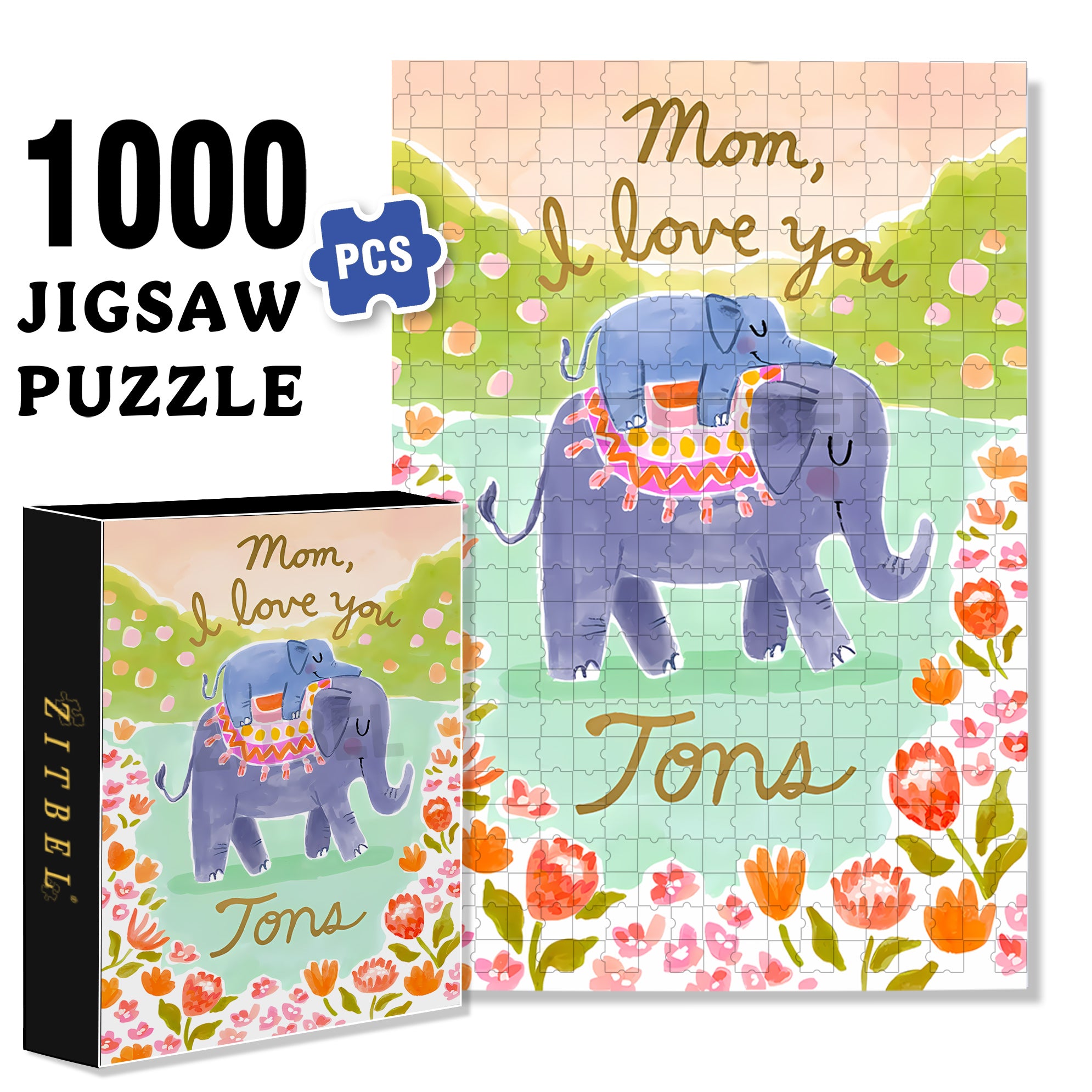 Love Mom 500pcs/1000pcs Jigsaw Puzzle, Scratch-Resistant, Interactive Family Game & Brain-Boosting DIY Decor, Perfect for Halloween, Christmas & New Year Gifts, Family Puzzle Game