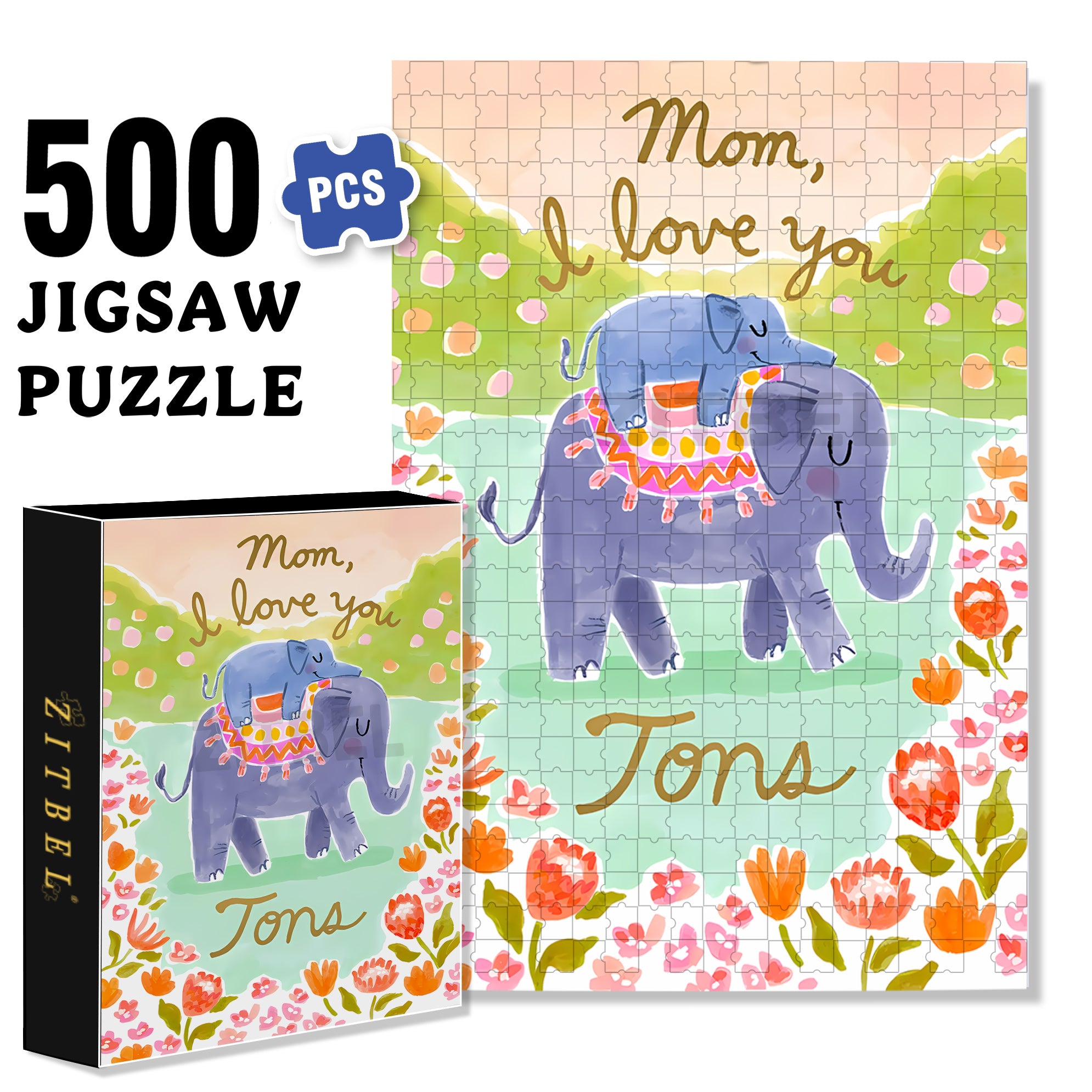 Love Mom 500pcs/1000pcs Jigsaw Puzzle, Scratch-Resistant, Interactive Family Game & Brain-Boosting DIY Decor, Perfect for Halloween, Christmas & New Year Gifts, Family Puzzle Game