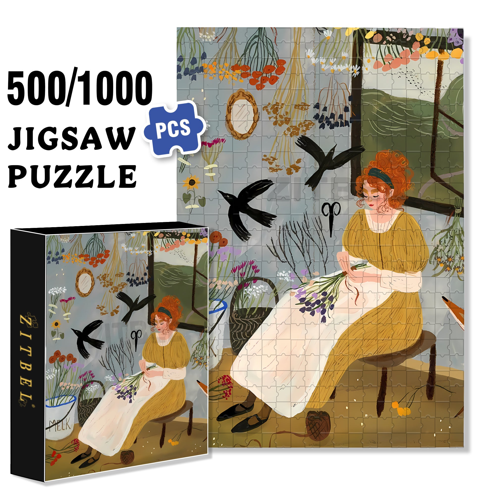 Melk 500pcs/1000pcs Jigsaw Puzzle, Scratch-Resistant, Interactive Family Game & Brain-Boosting DIY Decor, Perfect for Halloween, Christmas & New Year Gifts, Family Puzzle Game