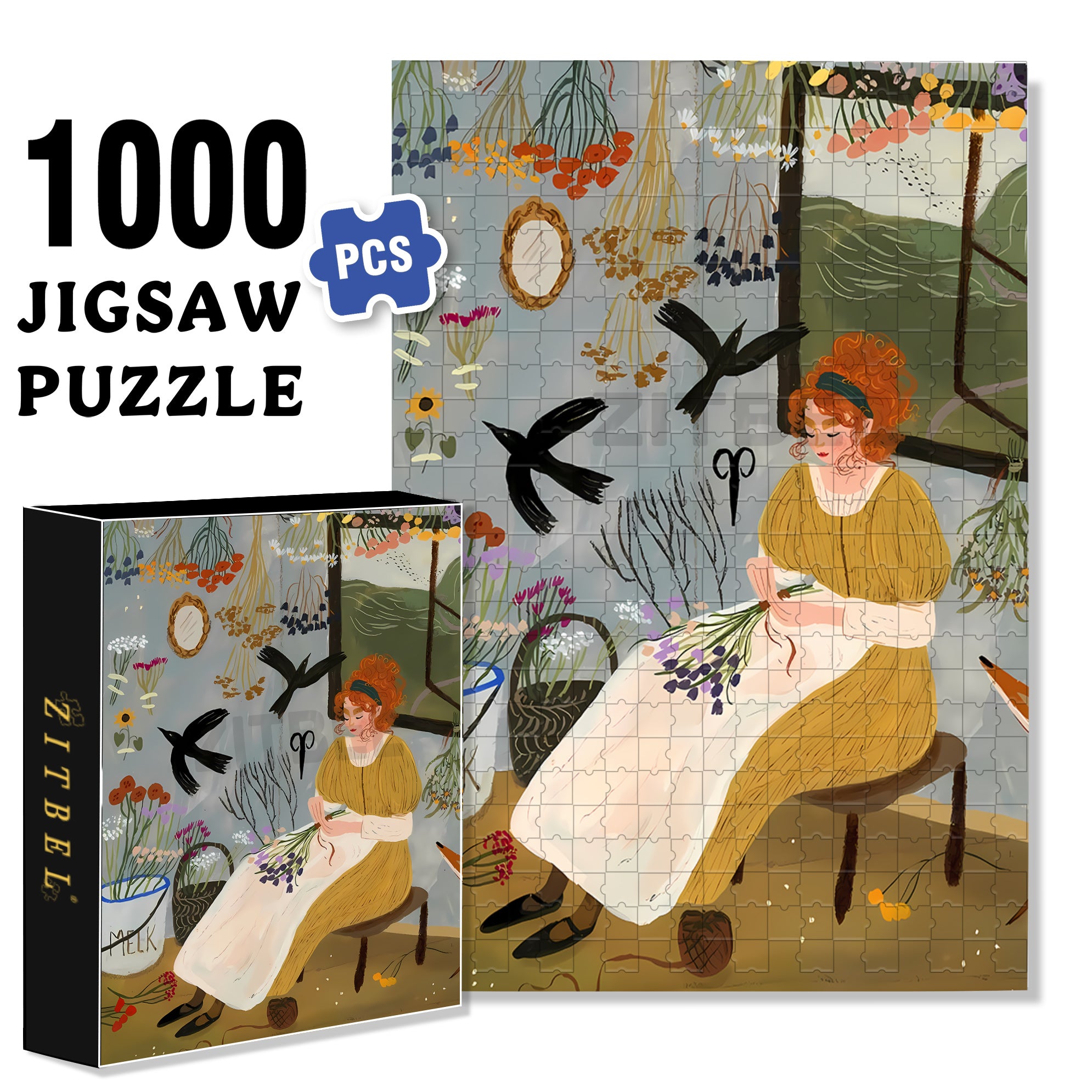 Melk 500pcs/1000pcs Jigsaw Puzzle, Scratch-Resistant, Interactive Family Game & Brain-Boosting DIY Decor, Perfect for Halloween, Christmas & New Year Gifts, Family Puzzle Game
