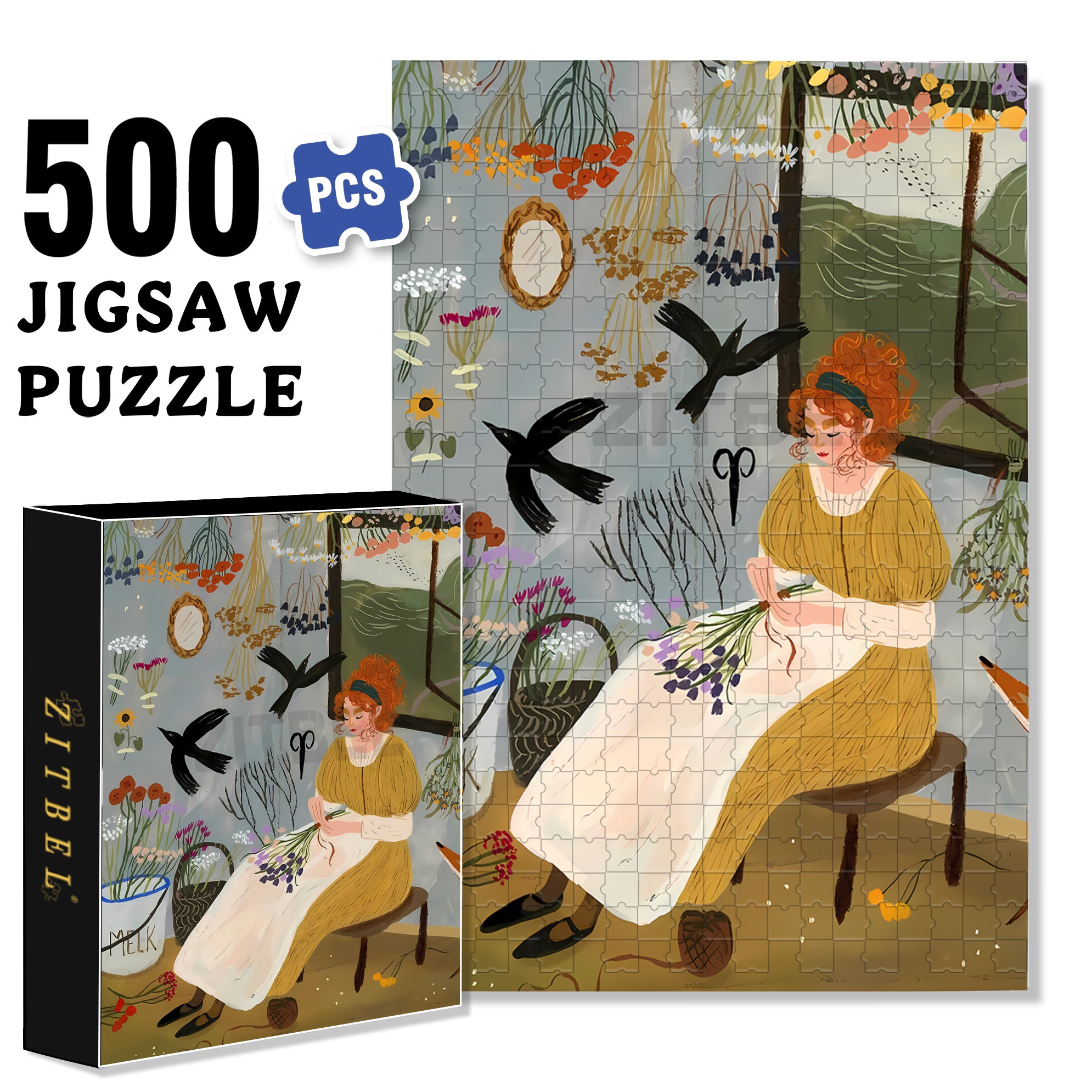 Melk 500pcs/1000pcs Jigsaw Puzzle, Scratch-Resistant, Interactive Family Game & Brain-Boosting DIY Decor, Perfect for Halloween, Christmas & New Year Gifts, Family Puzzle Game