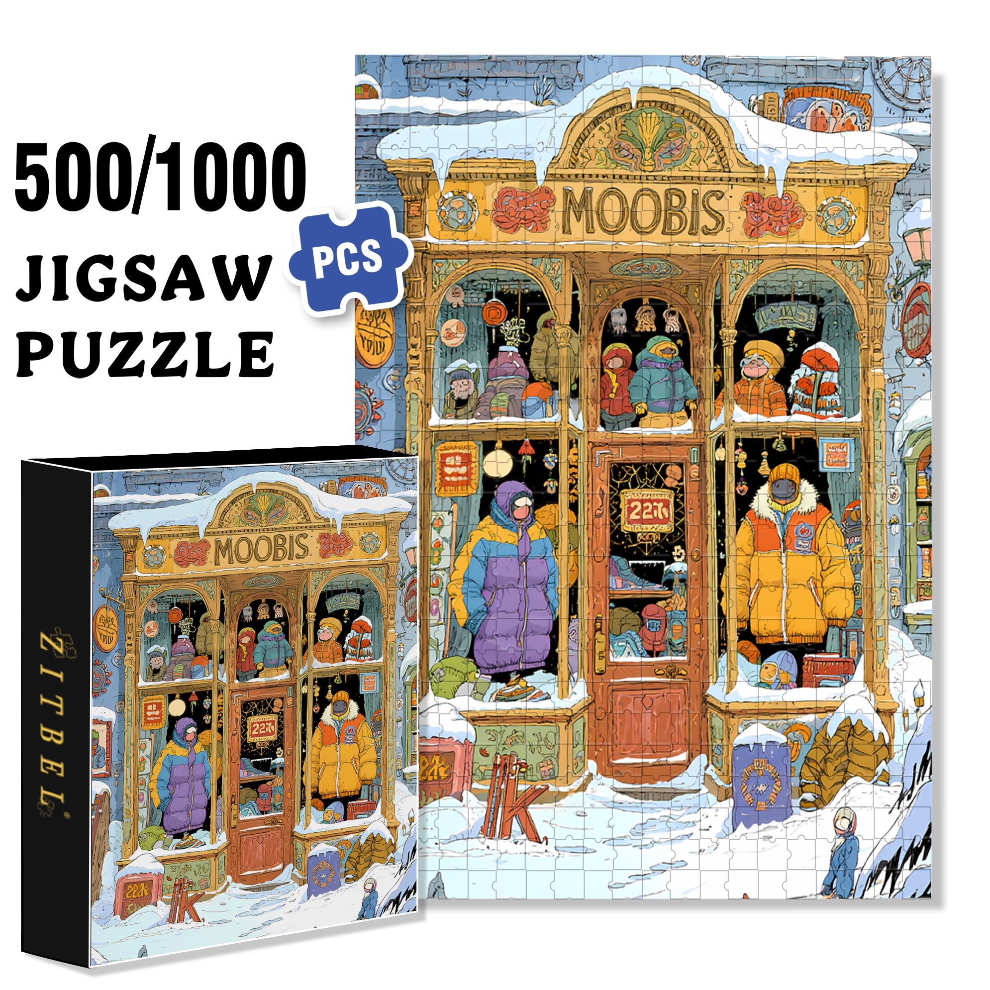 Moobis 500pcs/1000pcs Jigsaw Puzzle, Scratch-Resistant, Interactive Family Game & Brain-Boosting DIY Decor, Perfect for Halloween, Christmas & New Year Gifts, Family Puzzle Game