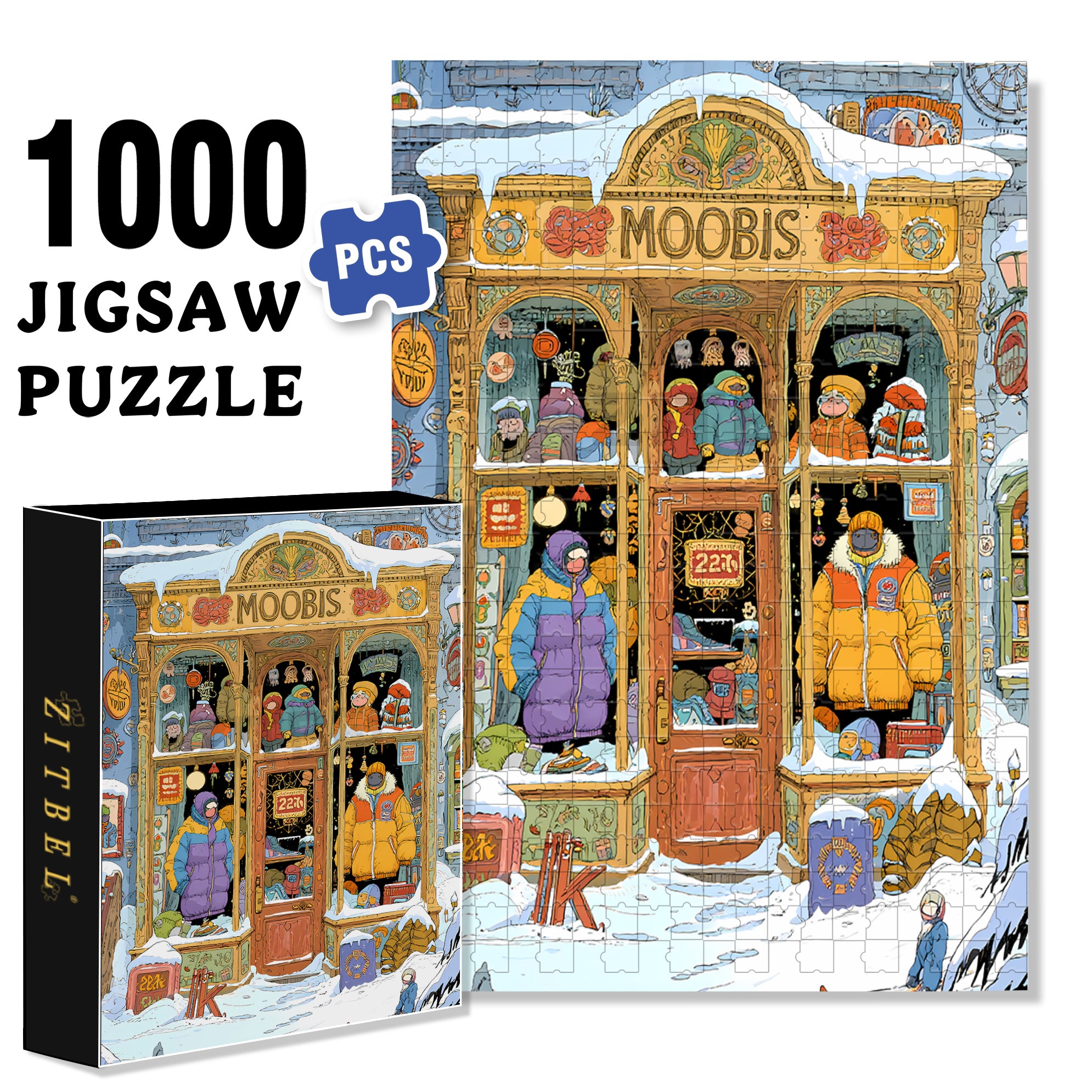 Moobis 500pcs/1000pcs Jigsaw Puzzle, Scratch-Resistant, Interactive Family Game & Brain-Boosting DIY Decor, Perfect for Halloween, Christmas & New Year Gifts, Family Puzzle Game