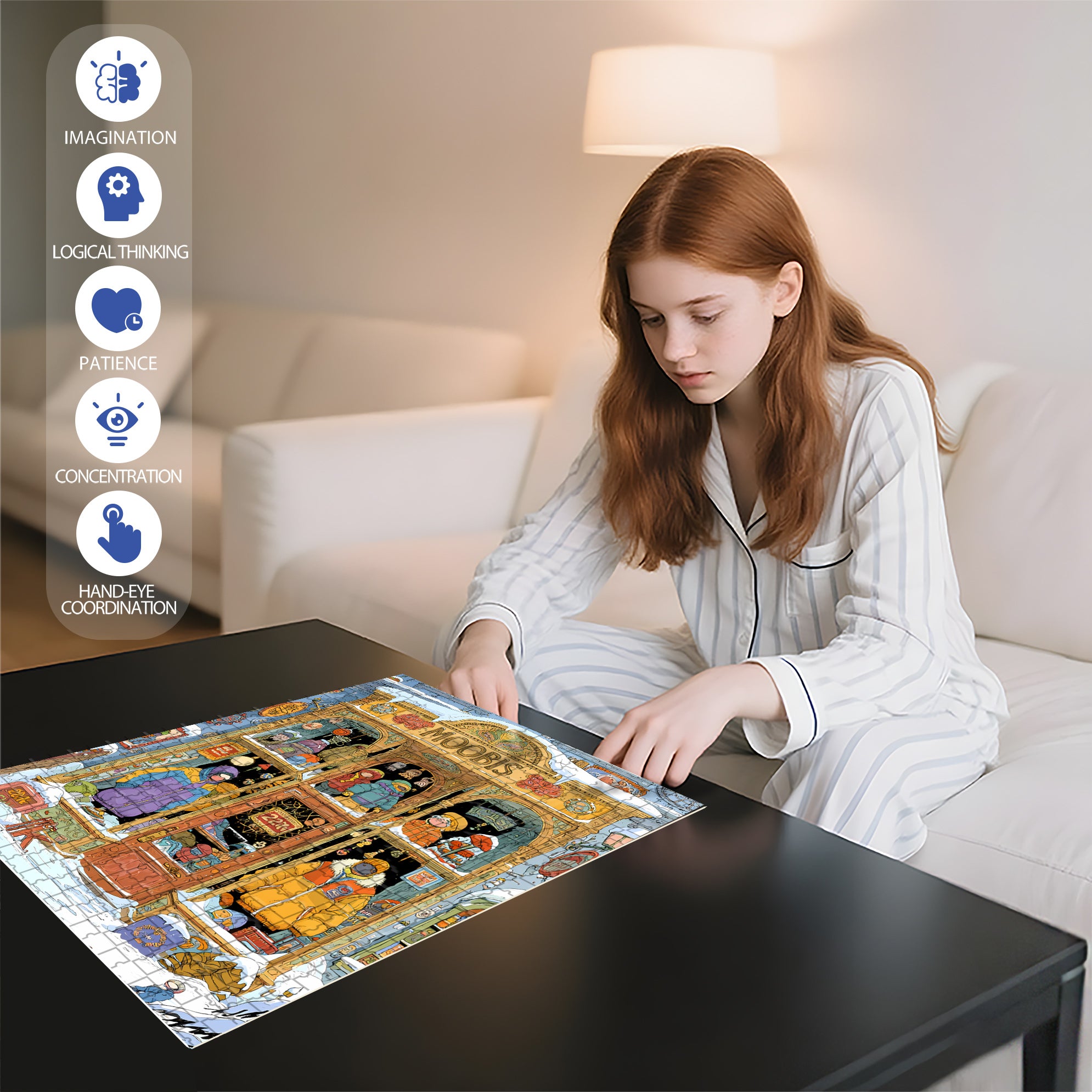 Moobis 500pcs/1000pcs Jigsaw Puzzle, Scratch-Resistant, Interactive Family Game & Brain-Boosting DIY Decor, Perfect for Halloween, Christmas & New Year Gifts, Family Puzzle Game
