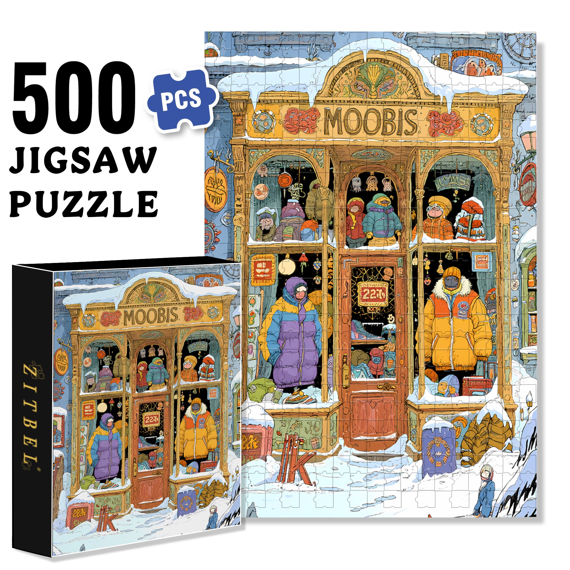 Moobis 500pcs/1000pcs Jigsaw Puzzle, Scratch-Resistant, Interactive Family Game & Brain-Boosting DIY Decor, Perfect for Halloween, Christmas & New Year Gifts, Family Puzzle Game