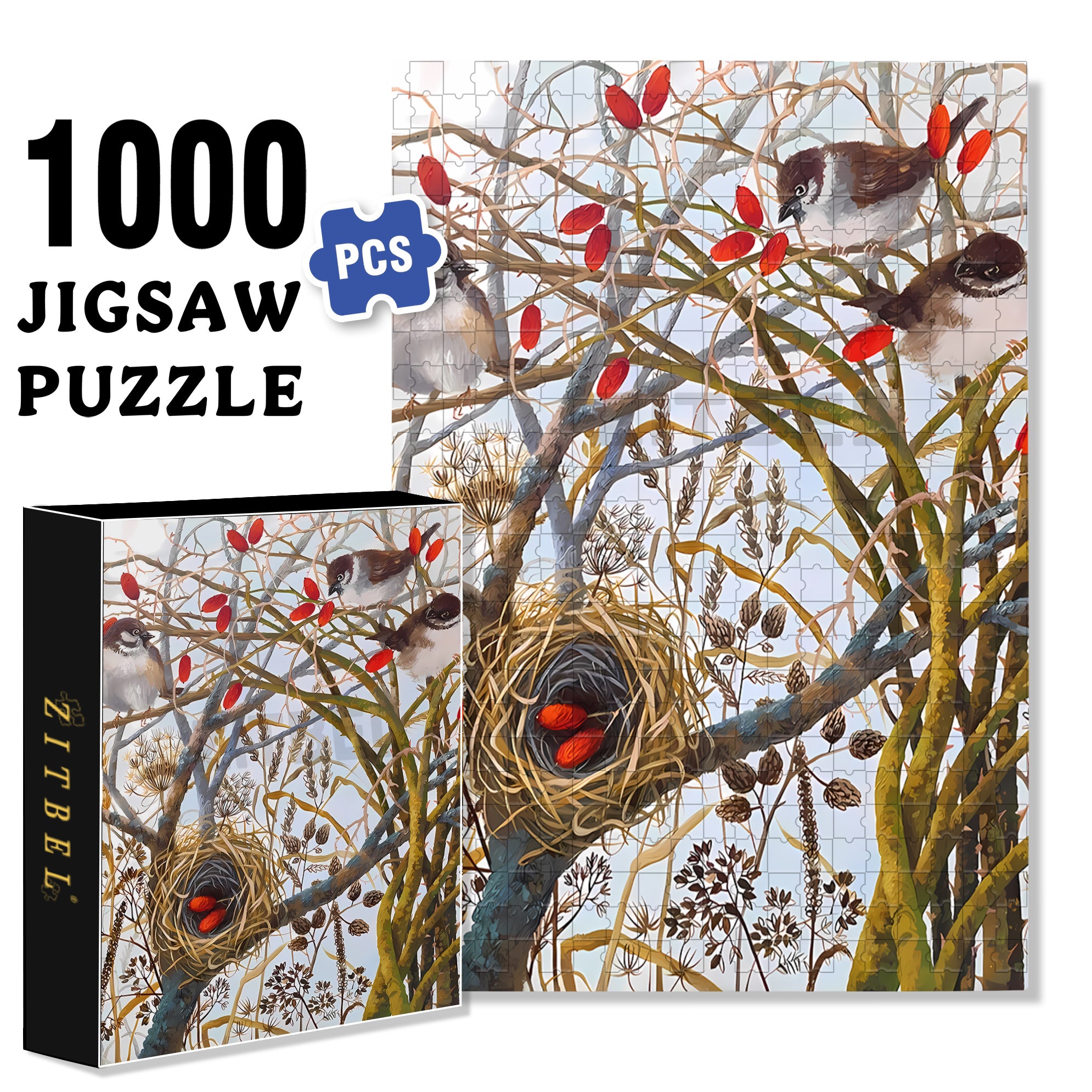 Nest 500pcs/1000pcs Jigsaw Puzzle, Scratch-Resistant, Interactive Family Game & Brain-Boosting DIY Decor, Perfect for Halloween, Christmas & New Year Gifts, Family Puzzle Game