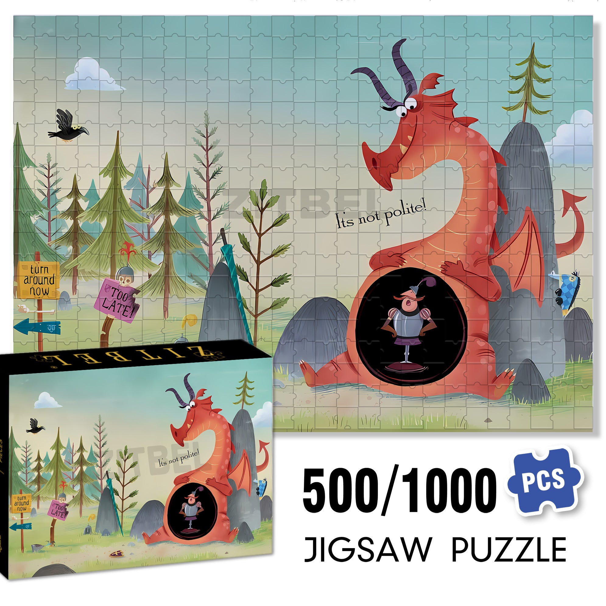 Old Dragon 500pcs/1000pcs Jigsaw Puzzle, Scratch-Resistant, Interactive Family Game & Brain-Boosting DIY Decor, Perfect for Halloween, Christmas & New Year Gifts, Family Puzzle Game