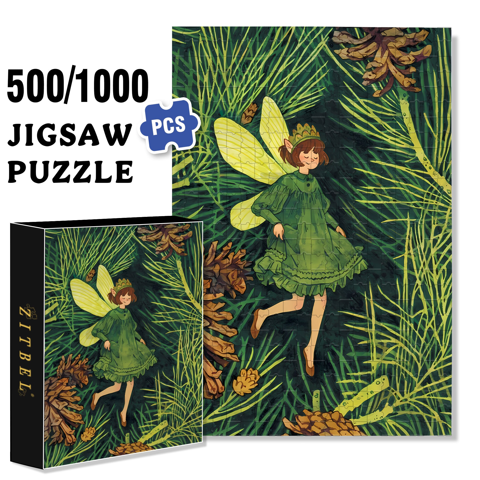 Pine Cone Elf 500pcs/1000pcs Jigsaw Puzzle, Scratch-Resistant, Interactive Family Game & Brain-Boosting DIY Decor, Perfect for Halloween, Christmas & New Year Gifts, Family Puzzle Game
