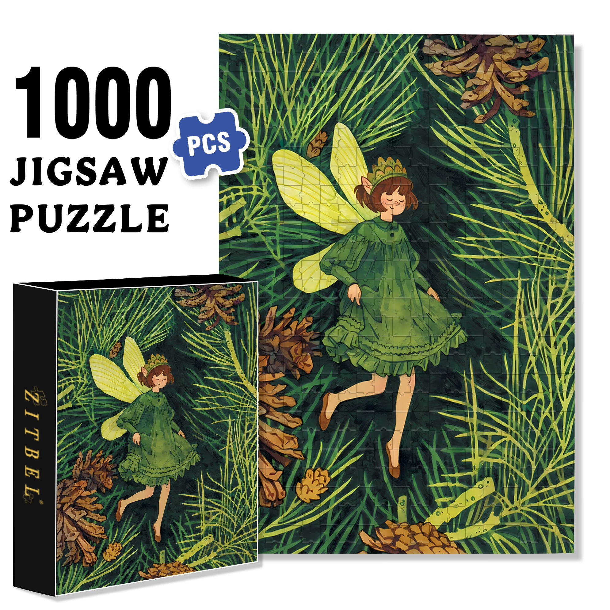 Pine Cone Elf 500pcs/1000pcs Jigsaw Puzzle, Scratch-Resistant, Interactive Family Game & Brain-Boosting DIY Decor, Perfect for Halloween, Christmas & New Year Gifts, Family Puzzle Game
