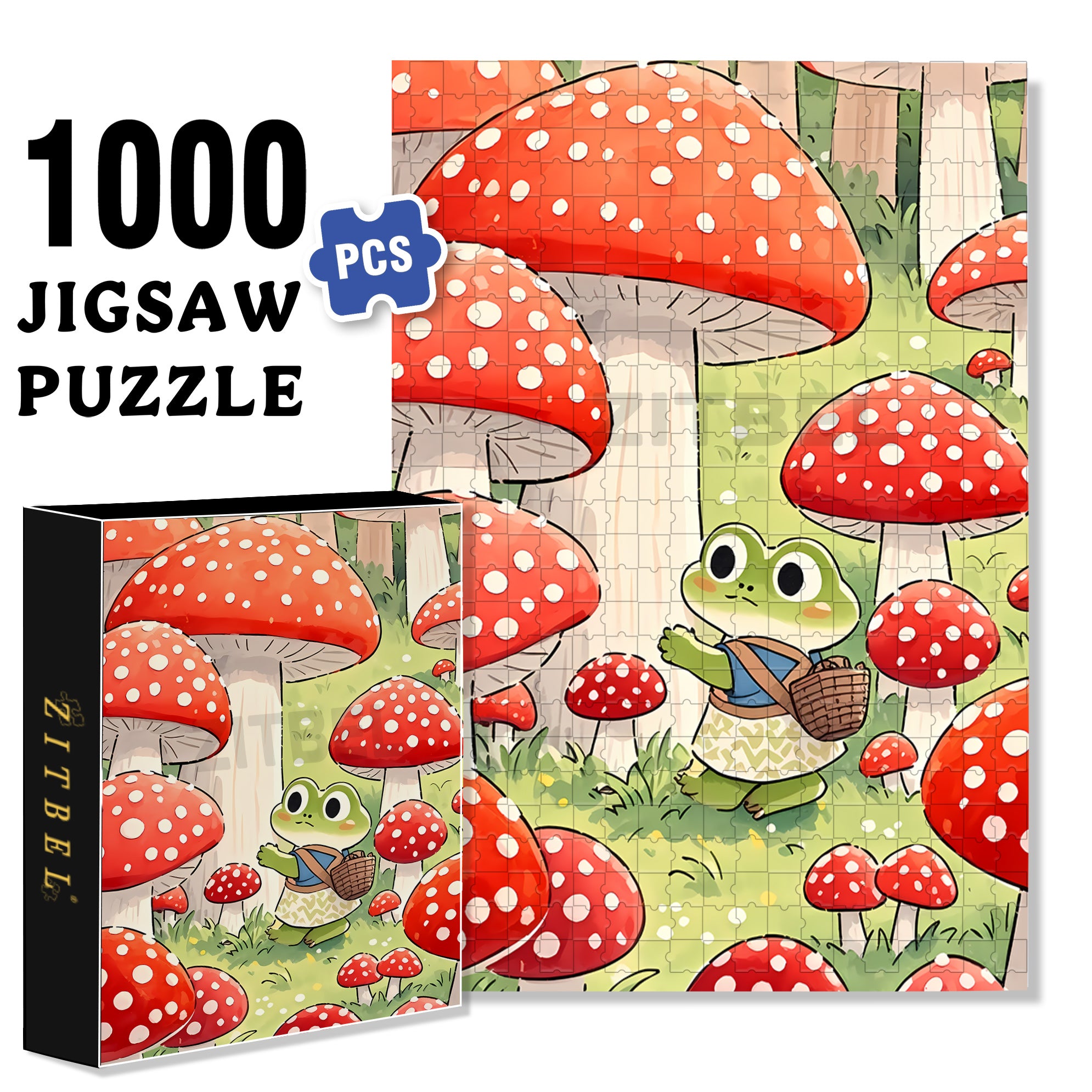 Red Mushroom 500pcs/1000pcs Jigsaw Puzzle, Scratch-Resistant, Interactive Family Game & Brain-Boosting DIY Decor, Perfect for Halloween, Christmas & New Year Gifts, Family Puzzle Game