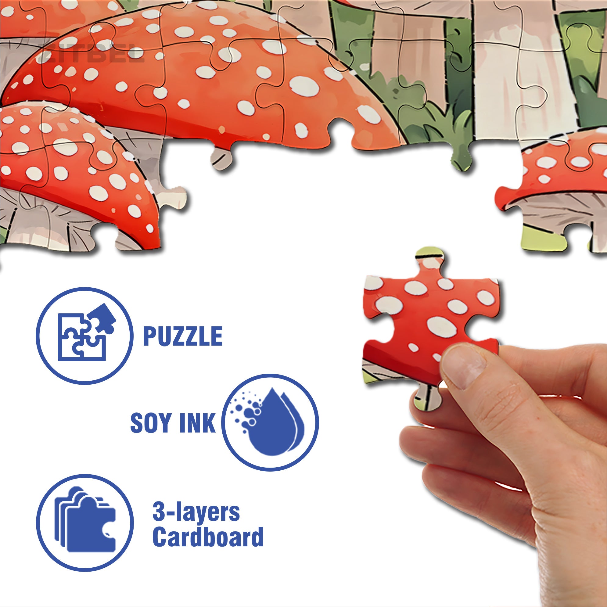 Red Mushroom 500pcs/1000pcs Jigsaw Puzzle, Scratch-Resistant, Interactive Family Game & Brain-Boosting DIY Decor, Perfect for Halloween, Christmas & New Year Gifts, Family Puzzle Game