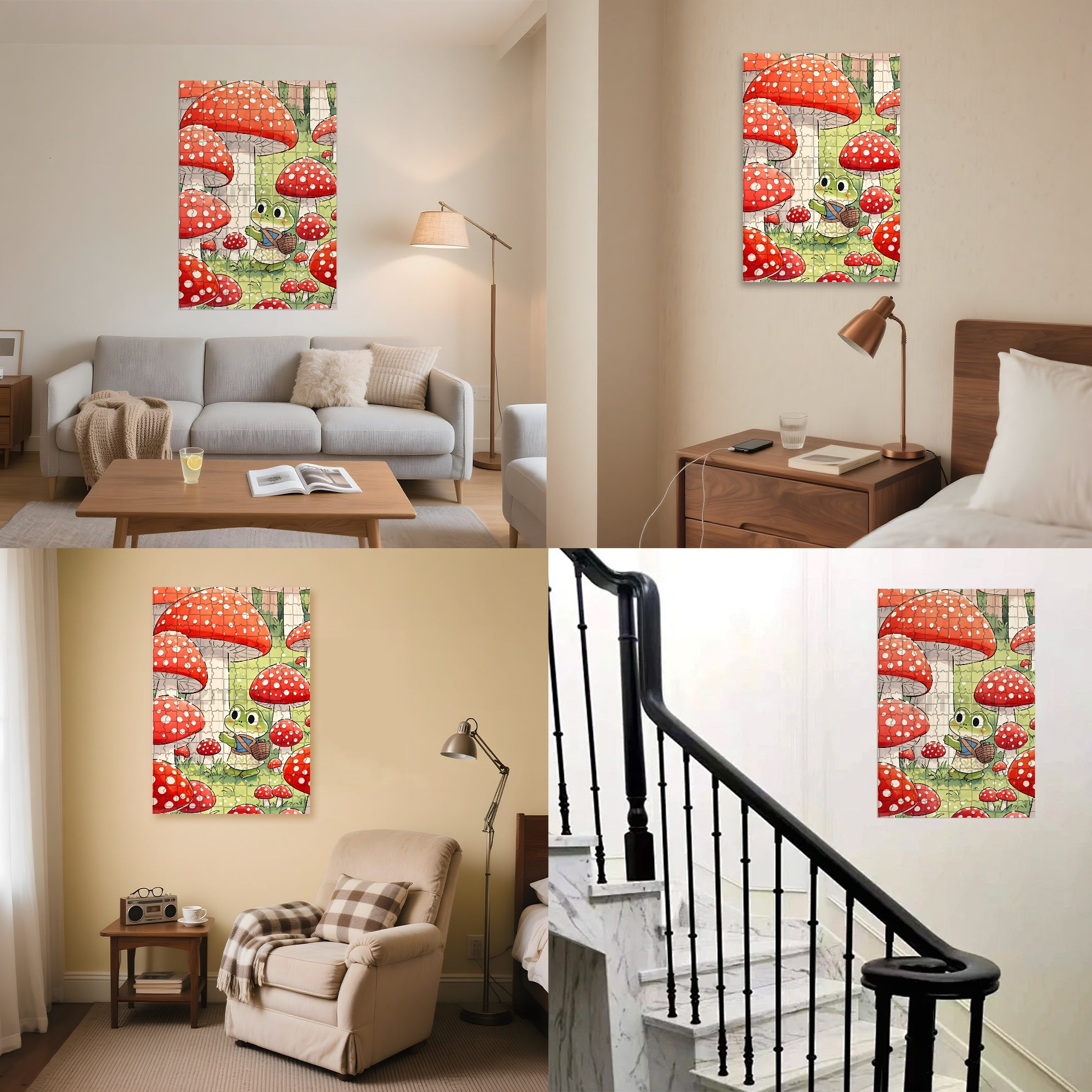 Red Mushroom 500pcs/1000pcs Jigsaw Puzzle, Scratch-Resistant, Interactive Family Game & Brain-Boosting DIY Decor, Perfect for Halloween, Christmas & New Year Gifts, Family Puzzle Game