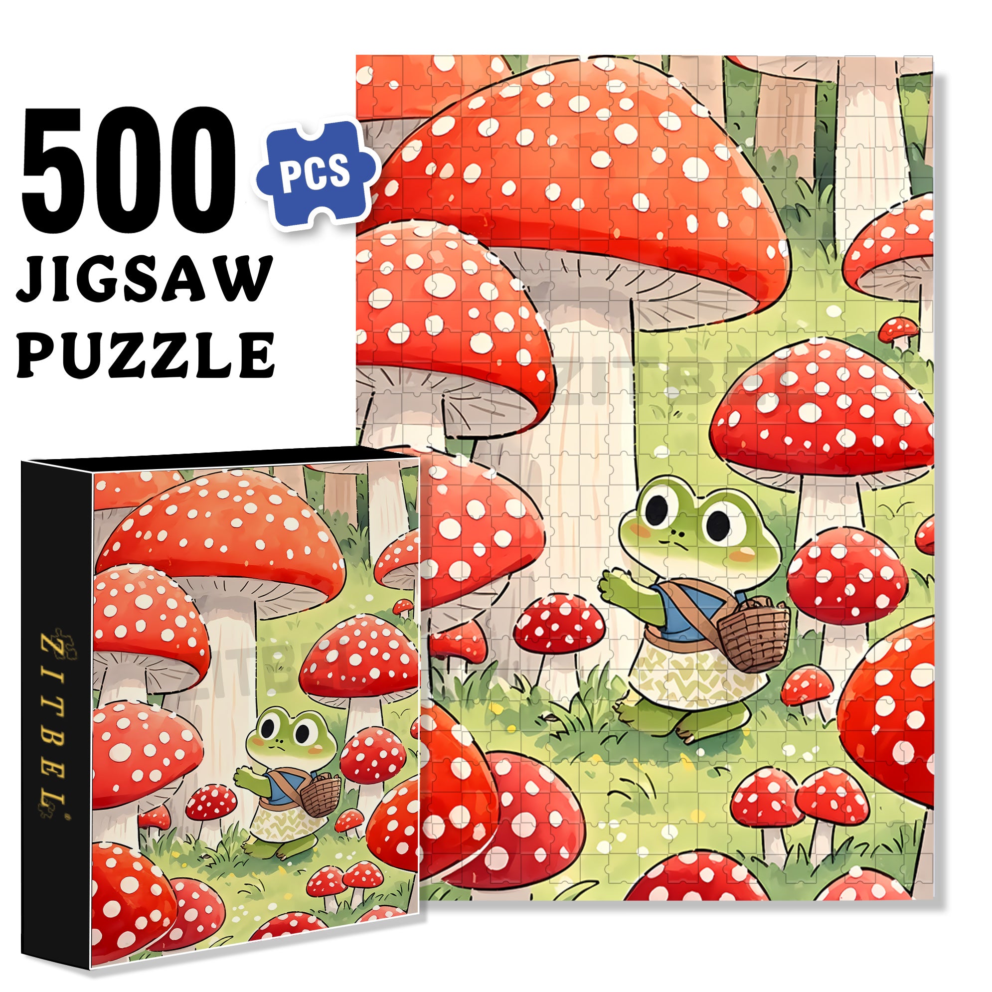 Red Mushroom 500pcs/1000pcs Jigsaw Puzzle, Scratch-Resistant, Interactive Family Game & Brain-Boosting DIY Decor, Perfect for Halloween, Christmas & New Year Gifts, Family Puzzle Game