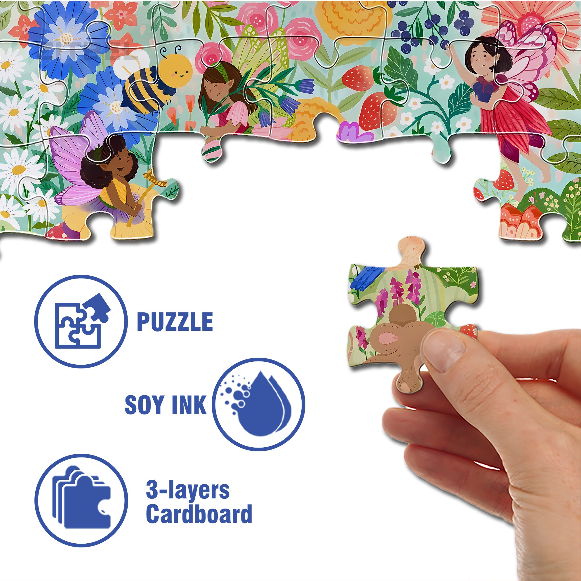 Spring Garden Fairies 500pcs/1000pcs Jigsaw Puzzle, Scratch-Resistant, Interactive Family Game & Brain-Boosting DIY Decor, Perfect for Halloween, Christmas & New Year Gifts, Family Puzzle Game