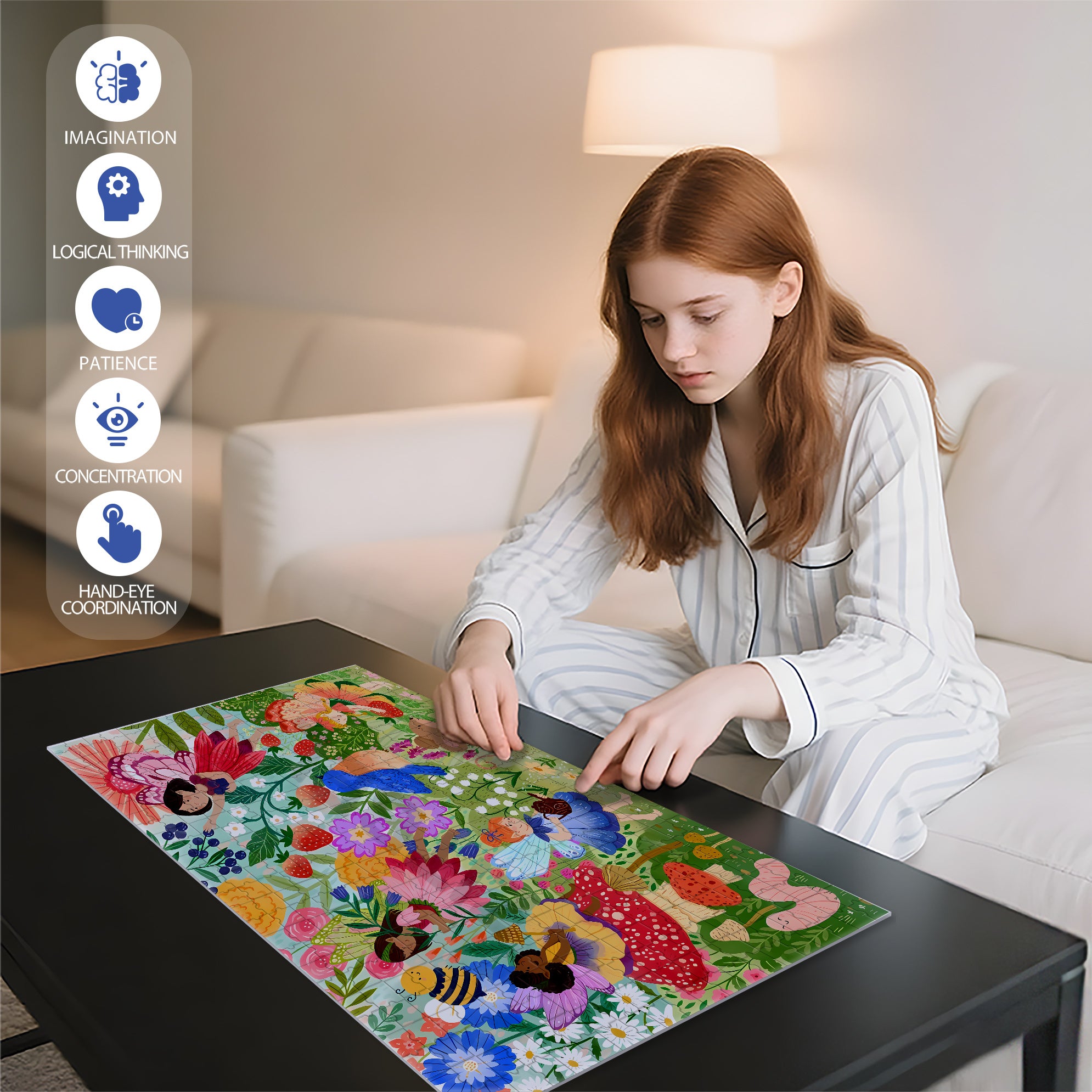 Spring Garden Fairies 500pcs/1000pcs Jigsaw Puzzle, Scratch-Resistant, Interactive Family Game & Brain-Boosting DIY Decor, Perfect for Halloween, Christmas & New Year Gifts, Family Puzzle Game