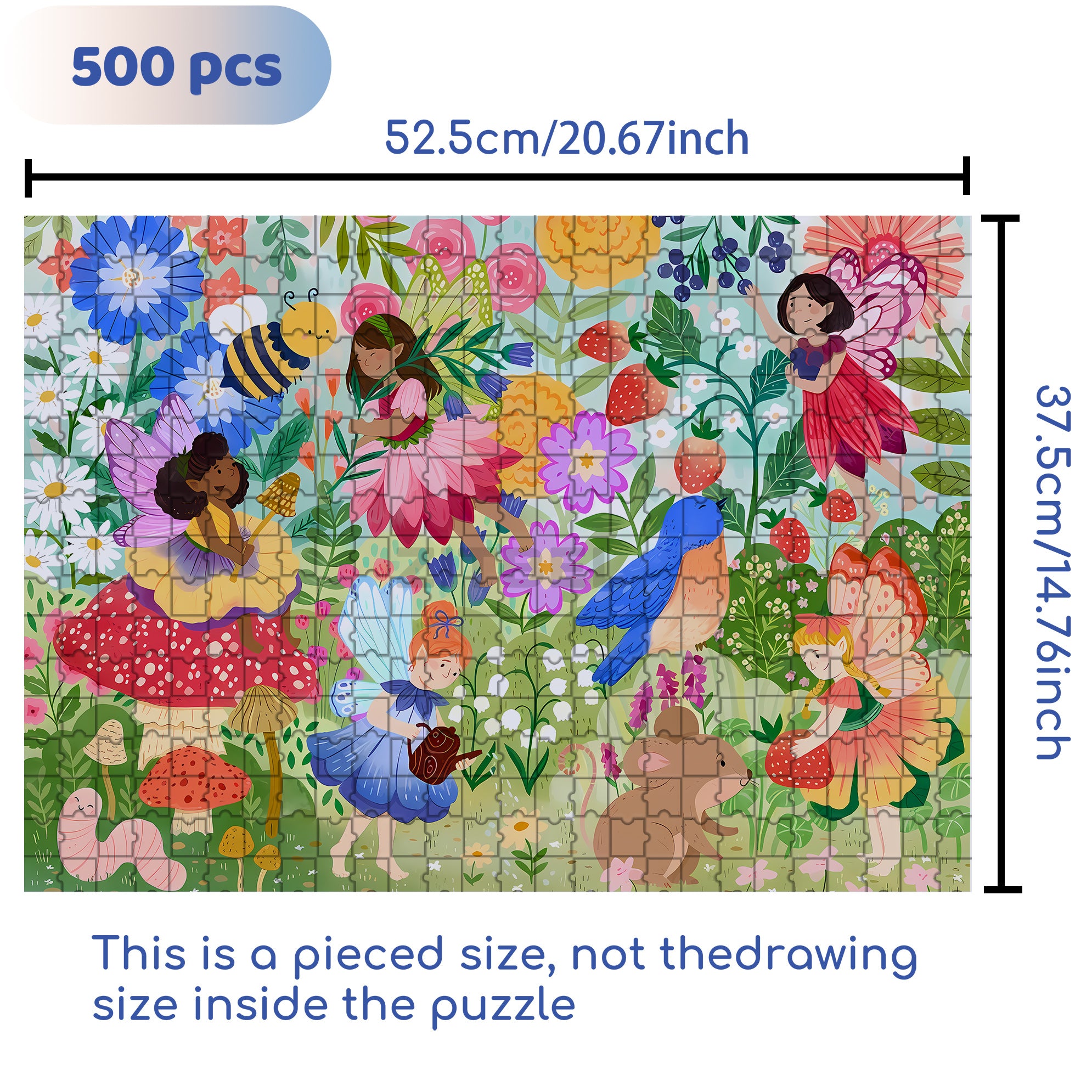 Spring Garden Fairies 500pcs/1000pcs Jigsaw Puzzle, Scratch-Resistant, Interactive Family Game & Brain-Boosting DIY Decor, Perfect for Halloween, Christmas & New Year Gifts, Family Puzzle Game