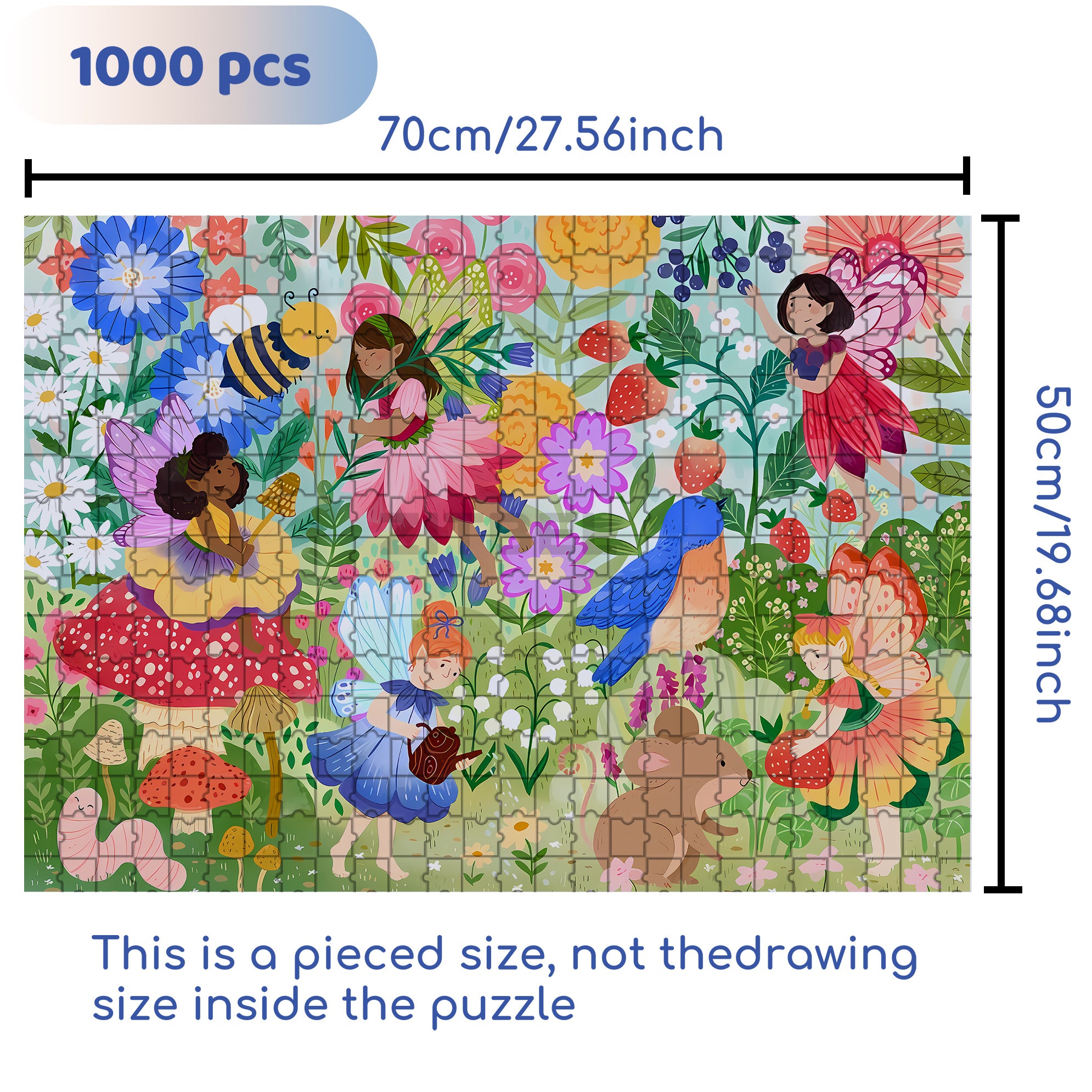 Spring Garden Fairies 500pcs/1000pcs Jigsaw Puzzle, Scratch-Resistant, Interactive Family Game & Brain-Boosting DIY Decor, Perfect for Halloween, Christmas & New Year Gifts, Family Puzzle Game