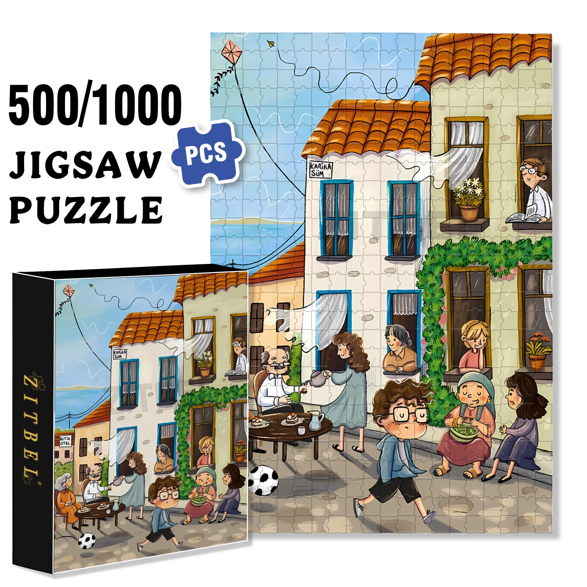 Sunday Morning 500pcs/1000pcs Jigsaw Puzzle, Scratch-Resistant, Interactive Family Game & Brain-Boosting DIY Decor, Perfect for Halloween, Christmas & New Year Gifts, Family Puzzle Game