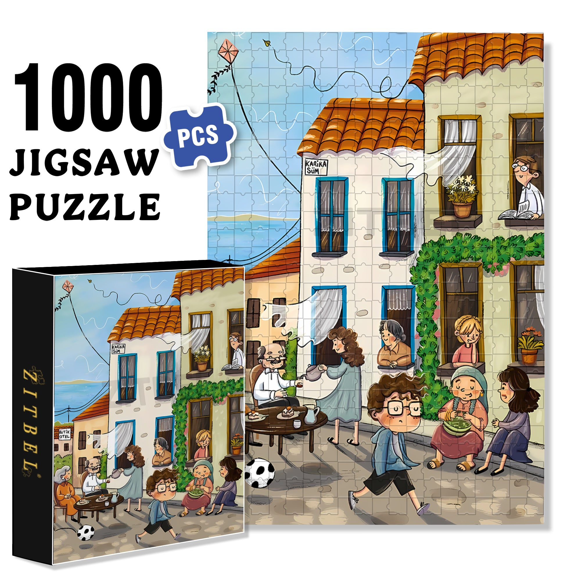 Sunday Morning 500pcs/1000pcs Jigsaw Puzzle, Scratch-Resistant, Interactive Family Game & Brain-Boosting DIY Decor, Perfect for Halloween, Christmas & New Year Gifts, Family Puzzle Game