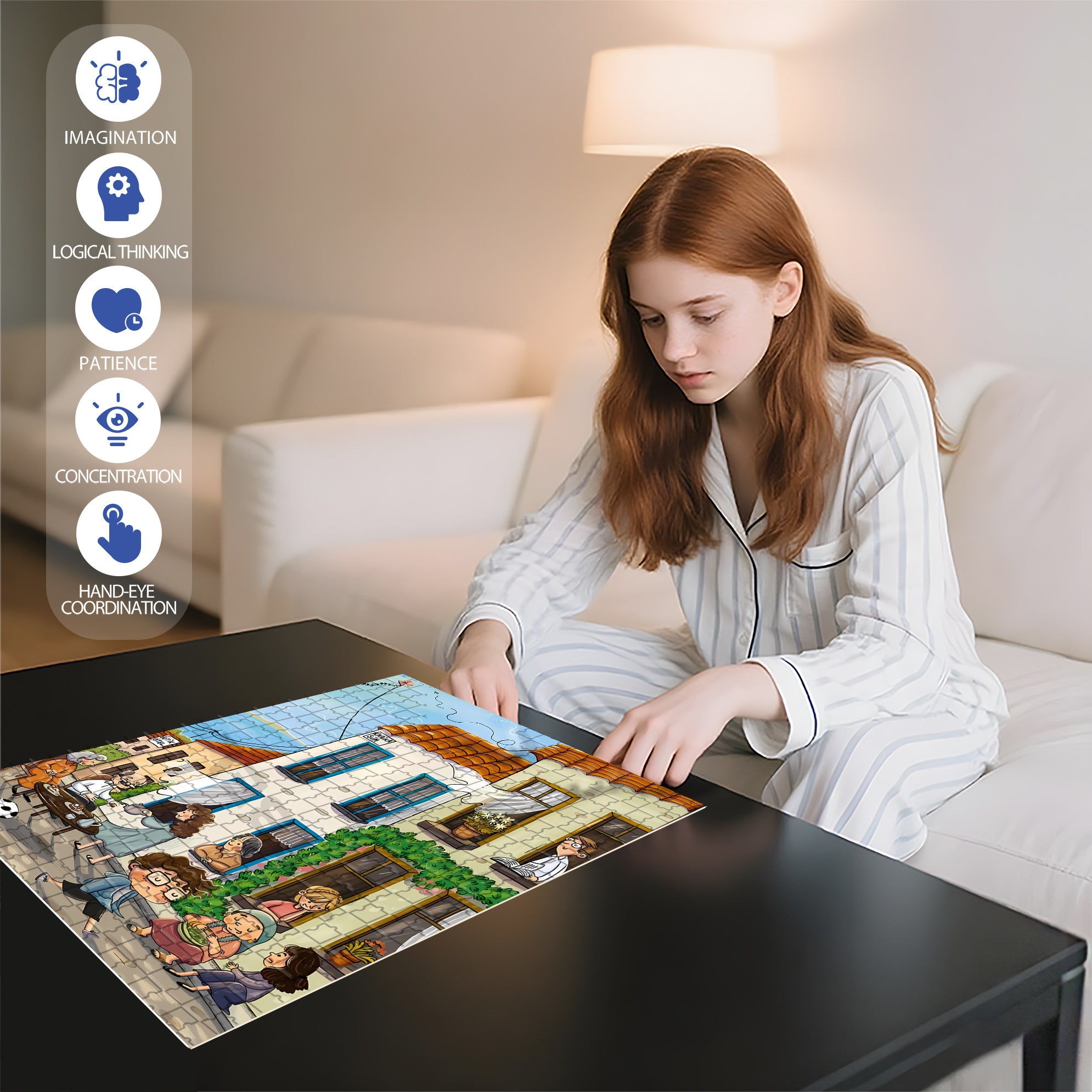 Sunday Morning 500pcs/1000pcs Jigsaw Puzzle, Scratch-Resistant, Interactive Family Game & Brain-Boosting DIY Decor, Perfect for Halloween, Christmas & New Year Gifts, Family Puzzle Game