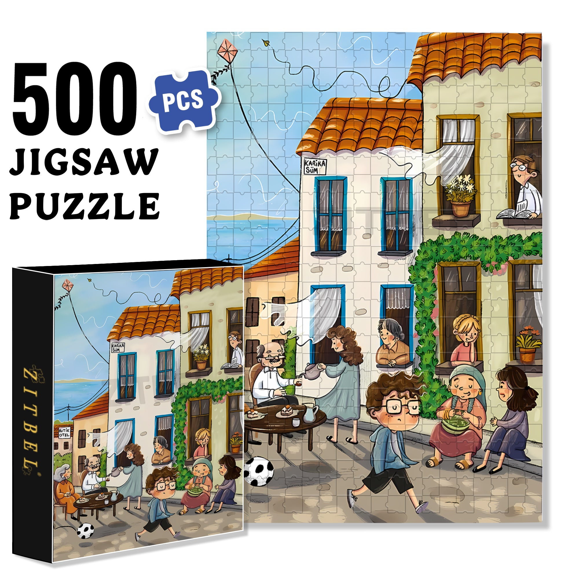 Sunday Morning 500pcs/1000pcs Jigsaw Puzzle, Scratch-Resistant, Interactive Family Game & Brain-Boosting DIY Decor, Perfect for Halloween, Christmas & New Year Gifts, Family Puzzle Game