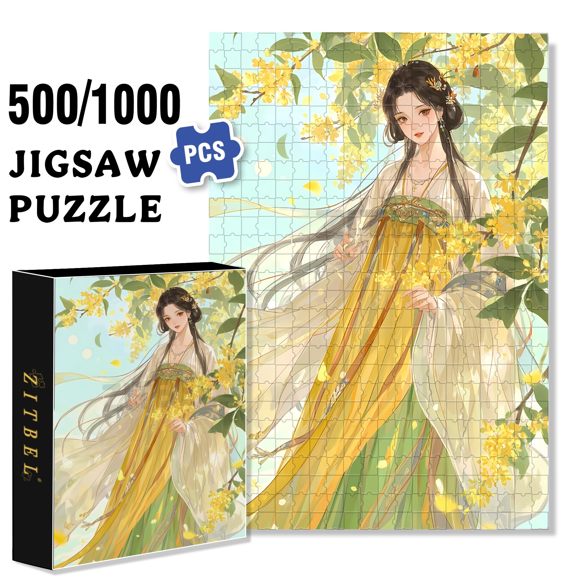 Sweet Scent Of Osmanthus 500pcs/1000pcs Jigsaw Puzzle, Scratch-Resistant, Interactive Family Game & Brain-Boosting DIY Decor, Perfect for Halloween, Christmas & New Year Gifts, Family Puzzle Game