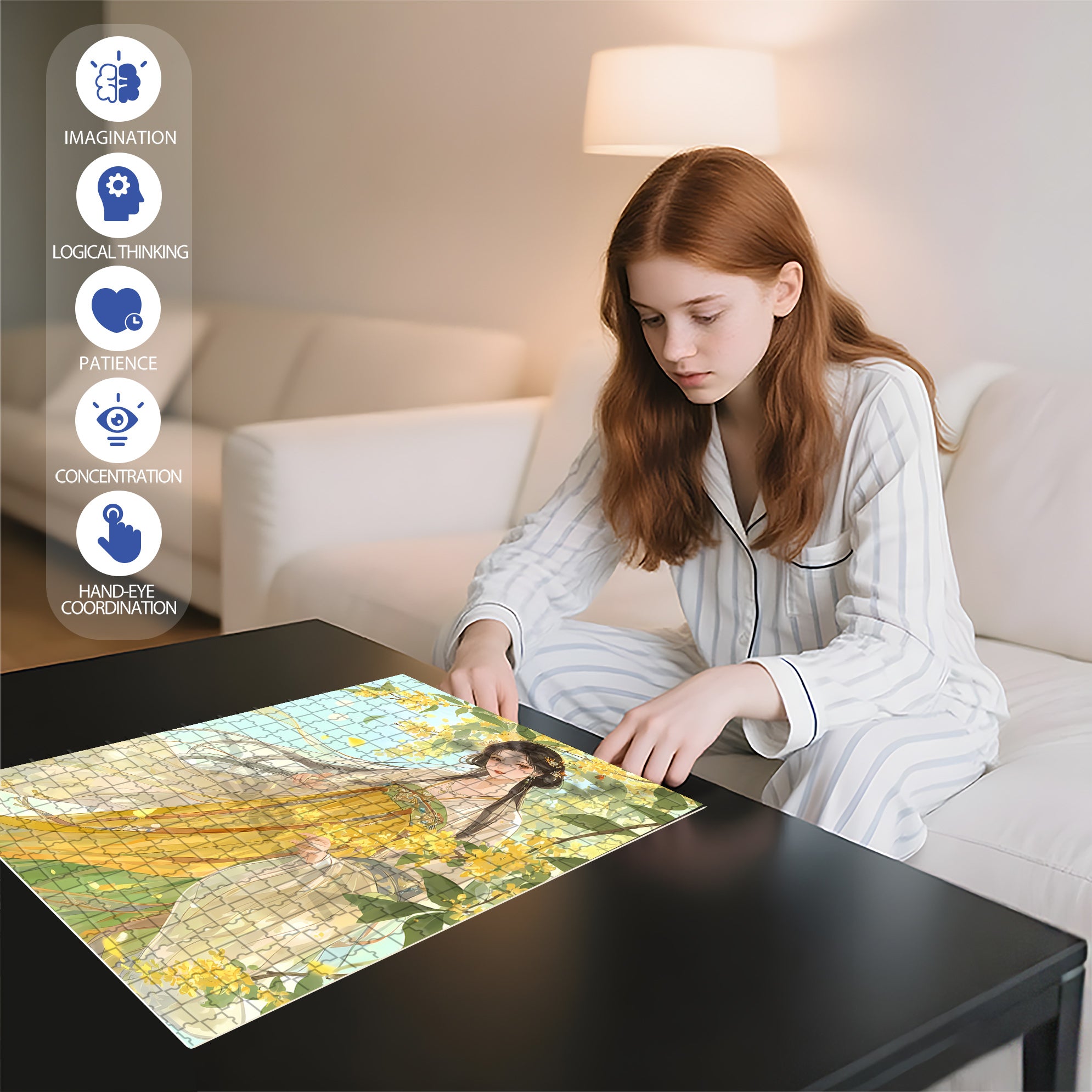 Sweet Scent Of Osmanthus 500pcs/1000pcs Jigsaw Puzzle, Scratch-Resistant, Interactive Family Game & Brain-Boosting DIY Decor, Perfect for Halloween, Christmas & New Year Gifts, Family Puzzle Game