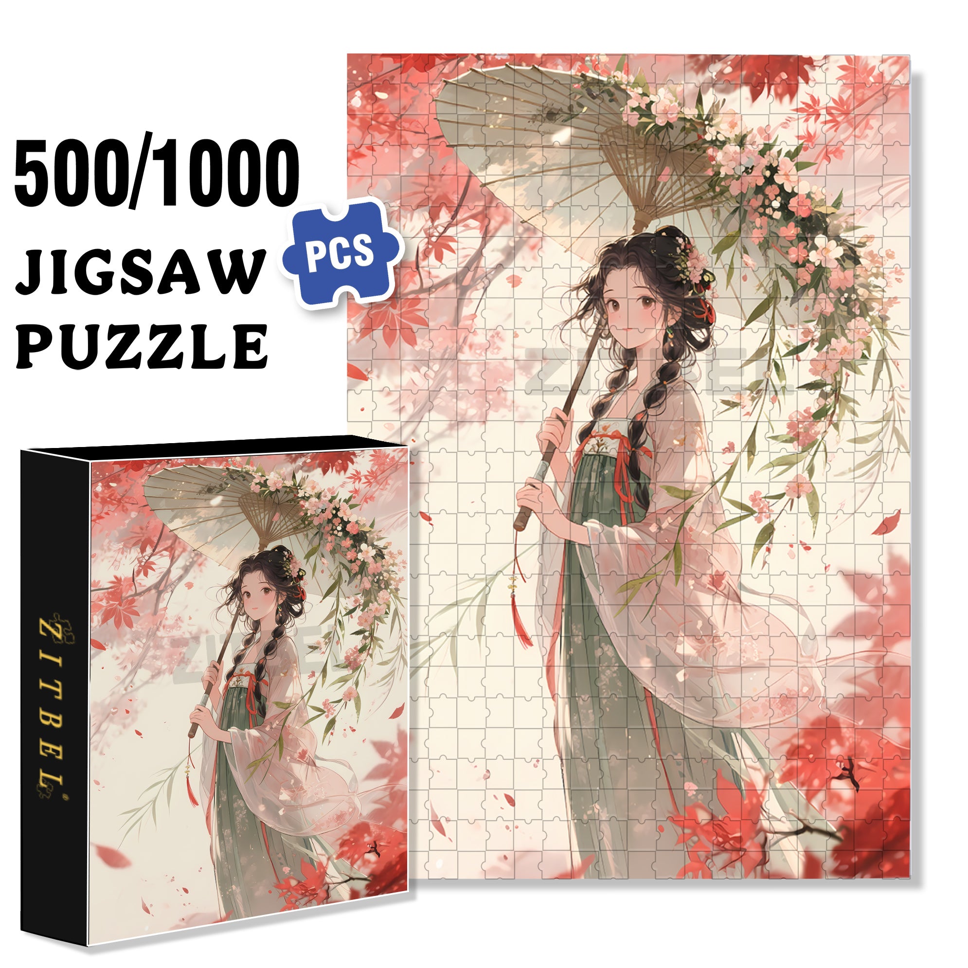 Twintails Girl 500pcs/1000pcs Jigsaw Puzzle, Scratch-Resistant, Interactive Family Game & Brain-Boosting DIY Decor, Perfect for Halloween, Christmas & New Year Gifts, Family Puzzle Game