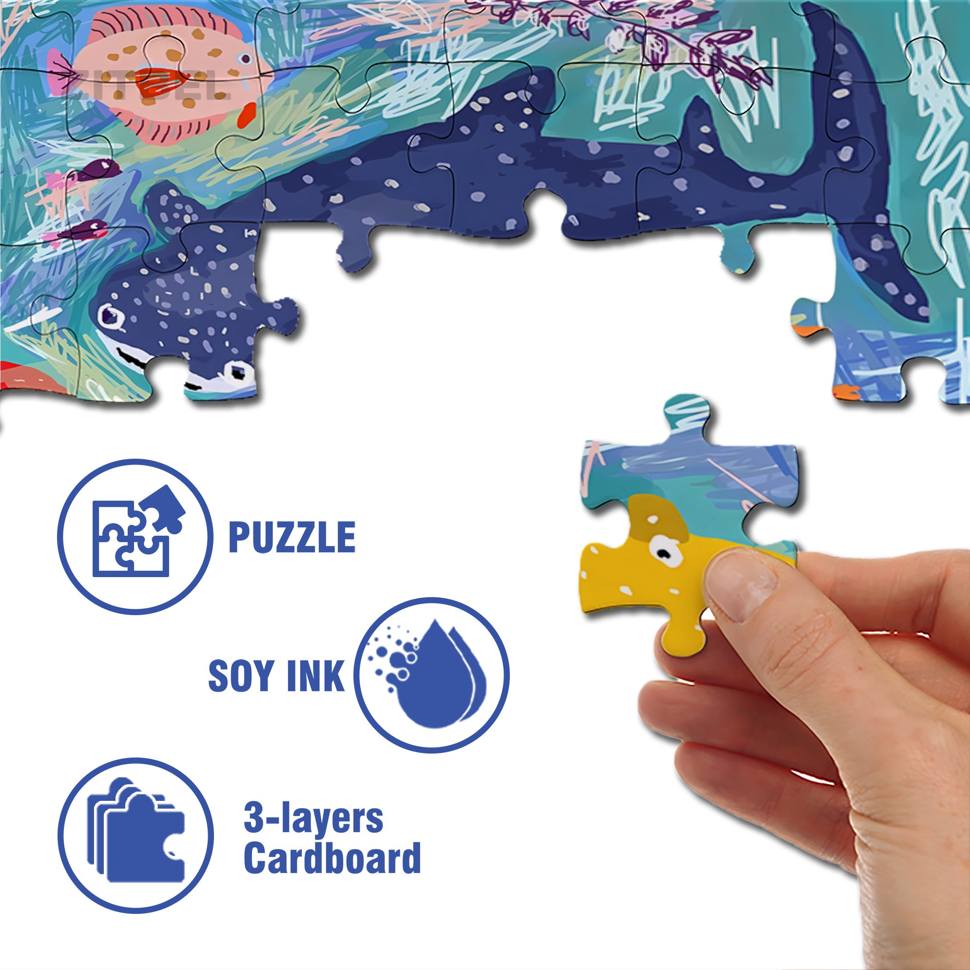 Whale Shark 500pcs/1000pcs Jigsaw Puzzle, Scratch-Resistant, Interactive Family Game & Brain-Boosting DIY Decor, Perfect for Halloween, Christmas & New Year Gifts, Family Puzzle Game