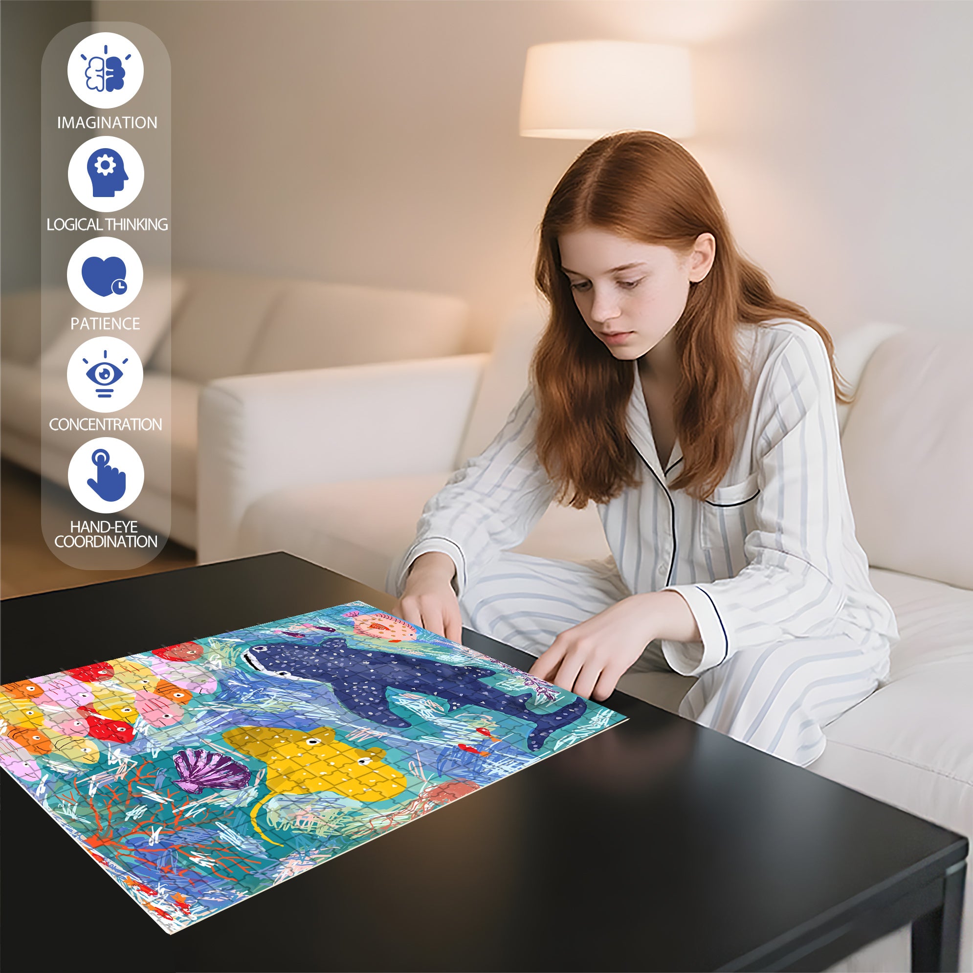 Whale Shark 500pcs/1000pcs Jigsaw Puzzle, Scratch-Resistant, Interactive Family Game & Brain-Boosting DIY Decor, Perfect for Halloween, Christmas & New Year Gifts, Family Puzzle Game