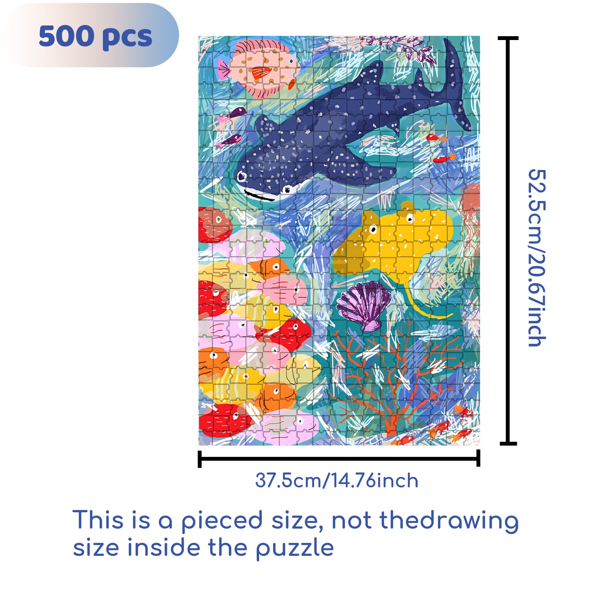 Whale Shark 500pcs/1000pcs Jigsaw Puzzle, Scratch-Resistant, Interactive Family Game & Brain-Boosting DIY Decor, Perfect for Halloween, Christmas & New Year Gifts, Family Puzzle Game
