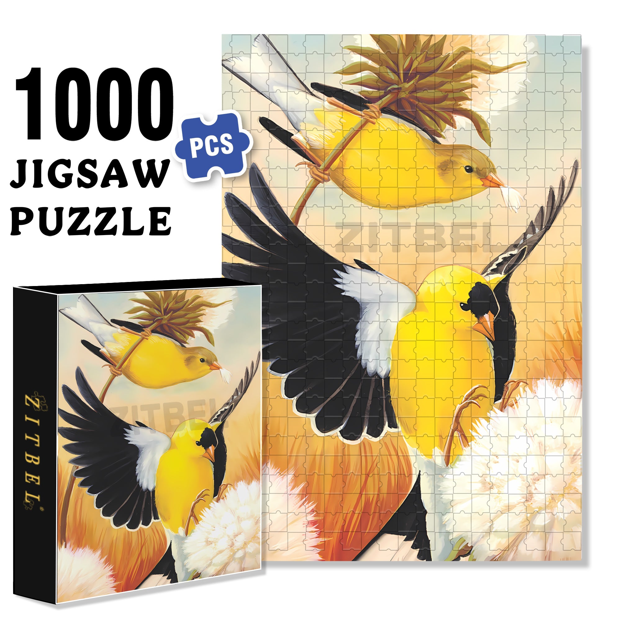 American Goldfinch Mini 500pcs/1000pcs Jigsaw Puzzle, Scratch-Resistant, Interactive Family Game & Brain-Boosting DIY Decor, Perfect for Halloween, Christmas & New Year Gifts, Family Puzzle Game