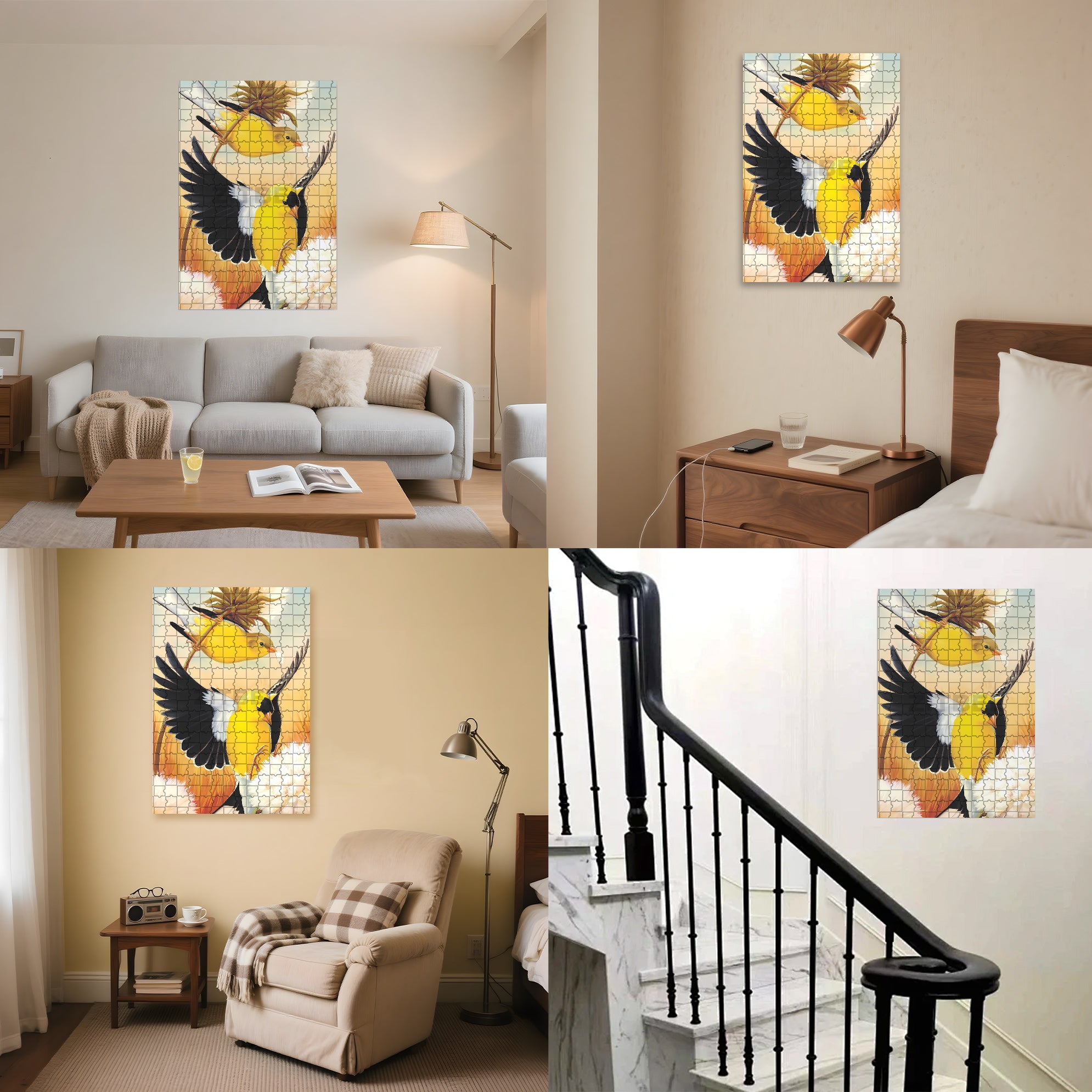 American Goldfinch Mini 500pcs/1000pcs Jigsaw Puzzle, Scratch-Resistant, Interactive Family Game & Brain-Boosting DIY Decor, Perfect for Halloween, Christmas & New Year Gifts, Family Puzzle Game