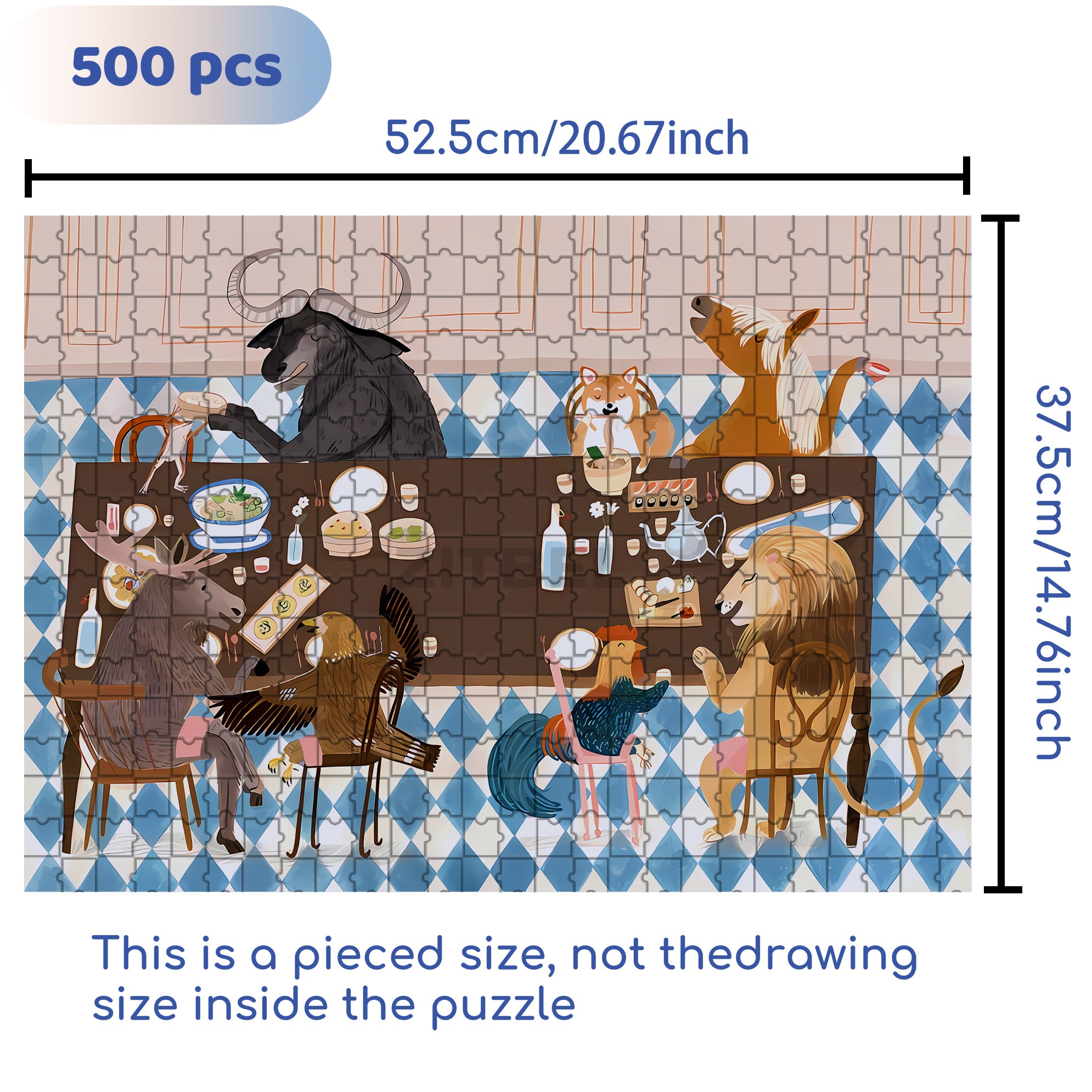 Animal Restaurant 500pcs/1000pcs Jigsaw Puzzle, Scratch-Resistant, Interactive Family Game & Brain-Boosting DIY Decor, Perfect for Halloween, Christmas & New Year Gifts, Family Puzzle Game