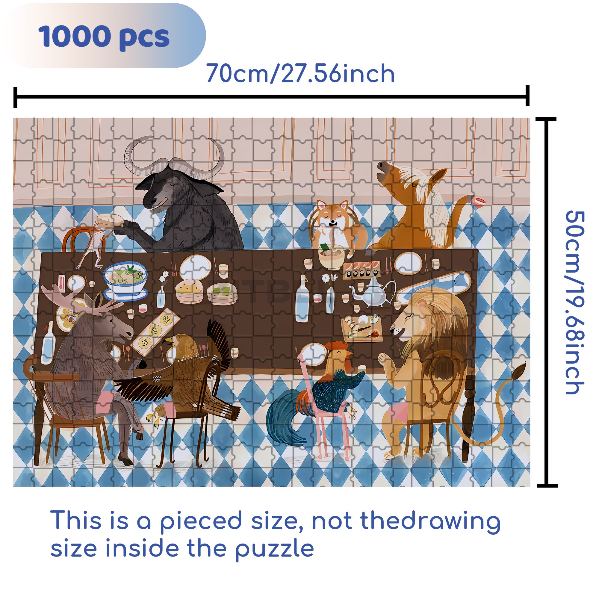 Animal Restaurant 500pcs/1000pcs Jigsaw Puzzle, Scratch-Resistant, Interactive Family Game & Brain-Boosting DIY Decor, Perfect for Halloween, Christmas & New Year Gifts, Family Puzzle Game