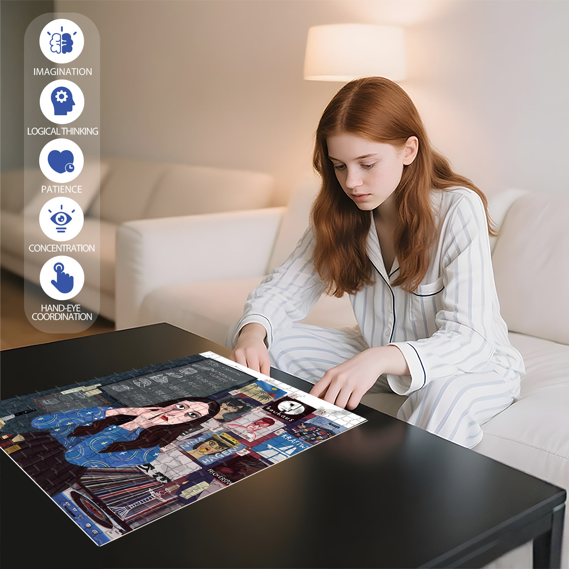Apply Eyeliner 500pcs/1000pcs Jigsaw Puzzle, Scratch-Resistant, Interactive Family Game & Brain-Boosting DIY Decor, Perfect for Halloween, Christmas & New Year Gifts, Family Puzzle Game