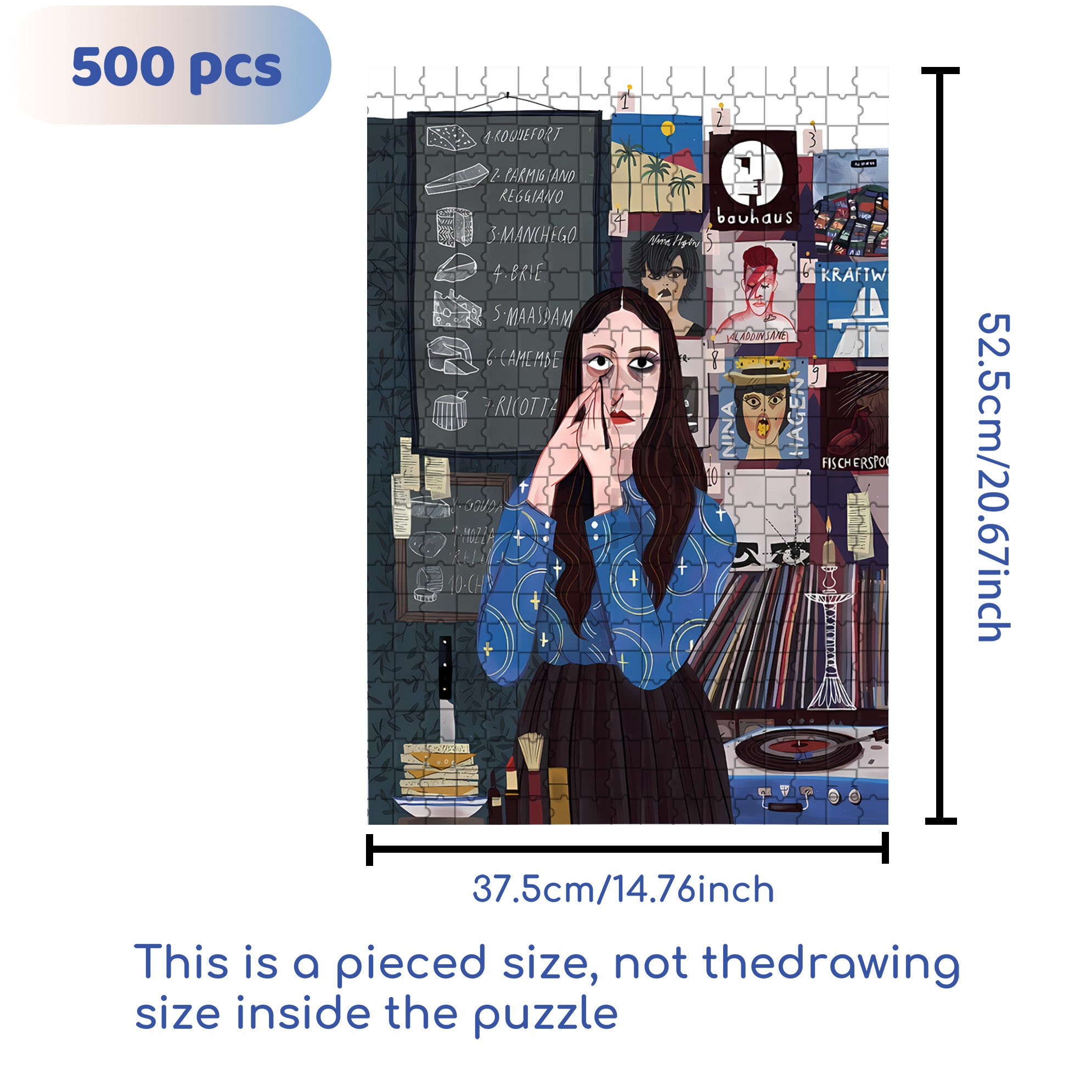 Apply Eyeliner 500pcs/1000pcs Jigsaw Puzzle, Scratch-Resistant, Interactive Family Game & Brain-Boosting DIY Decor, Perfect for Halloween, Christmas & New Year Gifts, Family Puzzle Game