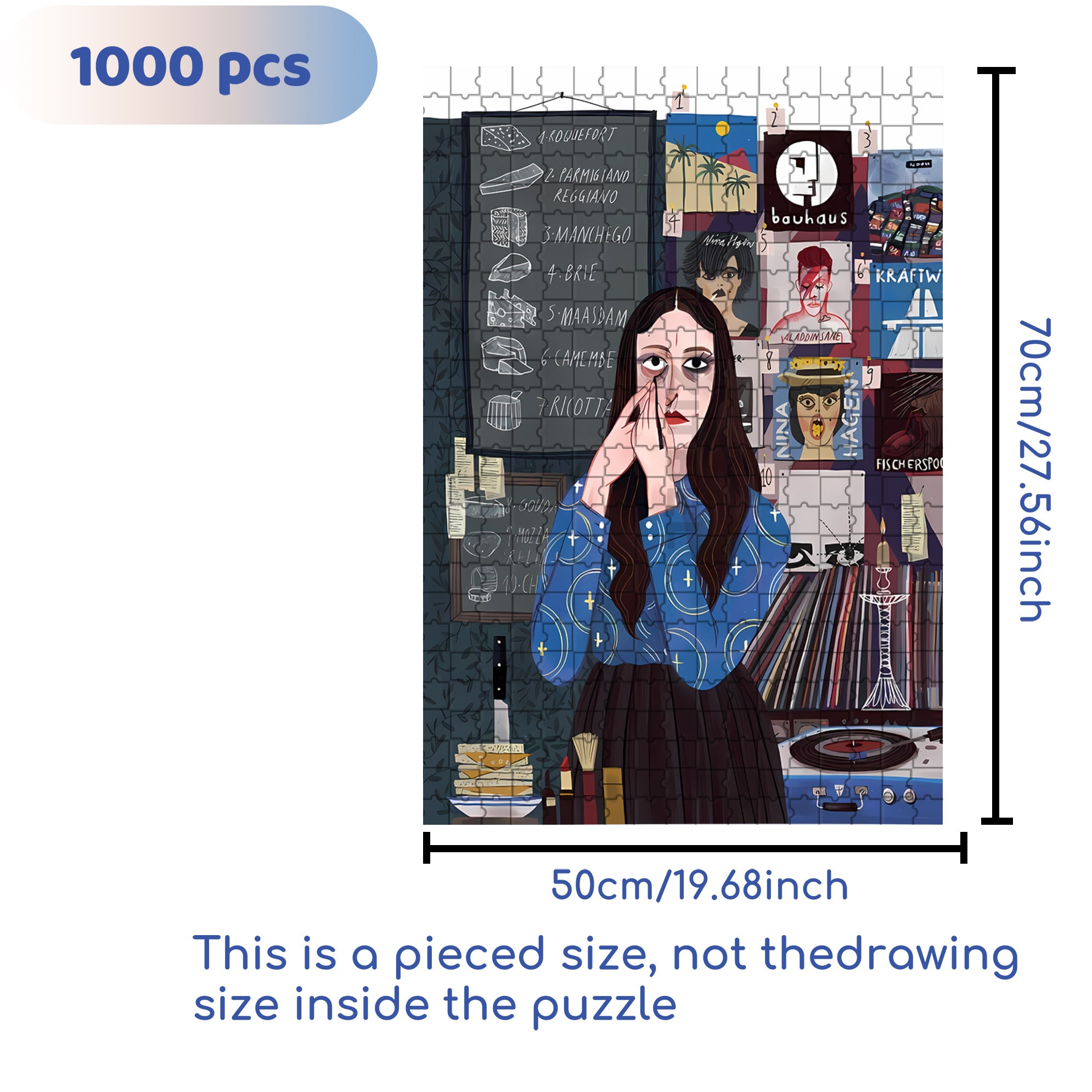 Apply Eyeliner 500pcs/1000pcs Jigsaw Puzzle, Scratch-Resistant, Interactive Family Game & Brain-Boosting DIY Decor, Perfect for Halloween, Christmas & New Year Gifts, Family Puzzle Game