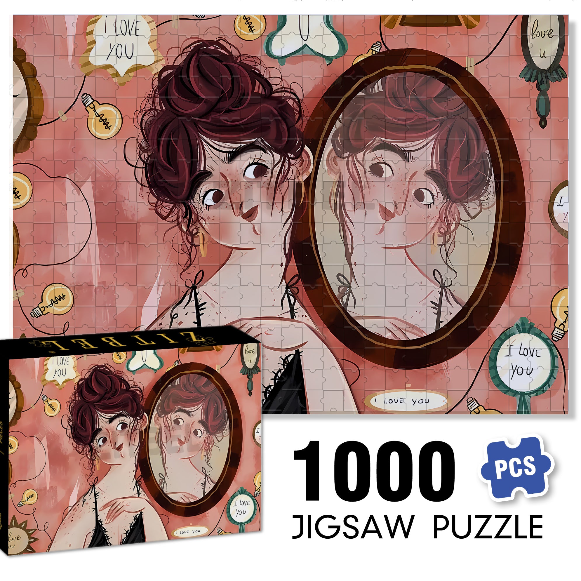 Beauty in the Mirror 500pcs/1000pcs Jigsaw Puzzle, Scratch-Resistant, Interactive Family Game & Brain-Boosting DIY Decor, Perfect for Halloween, Christmas & New Year Gifts, Family Puzzle Game