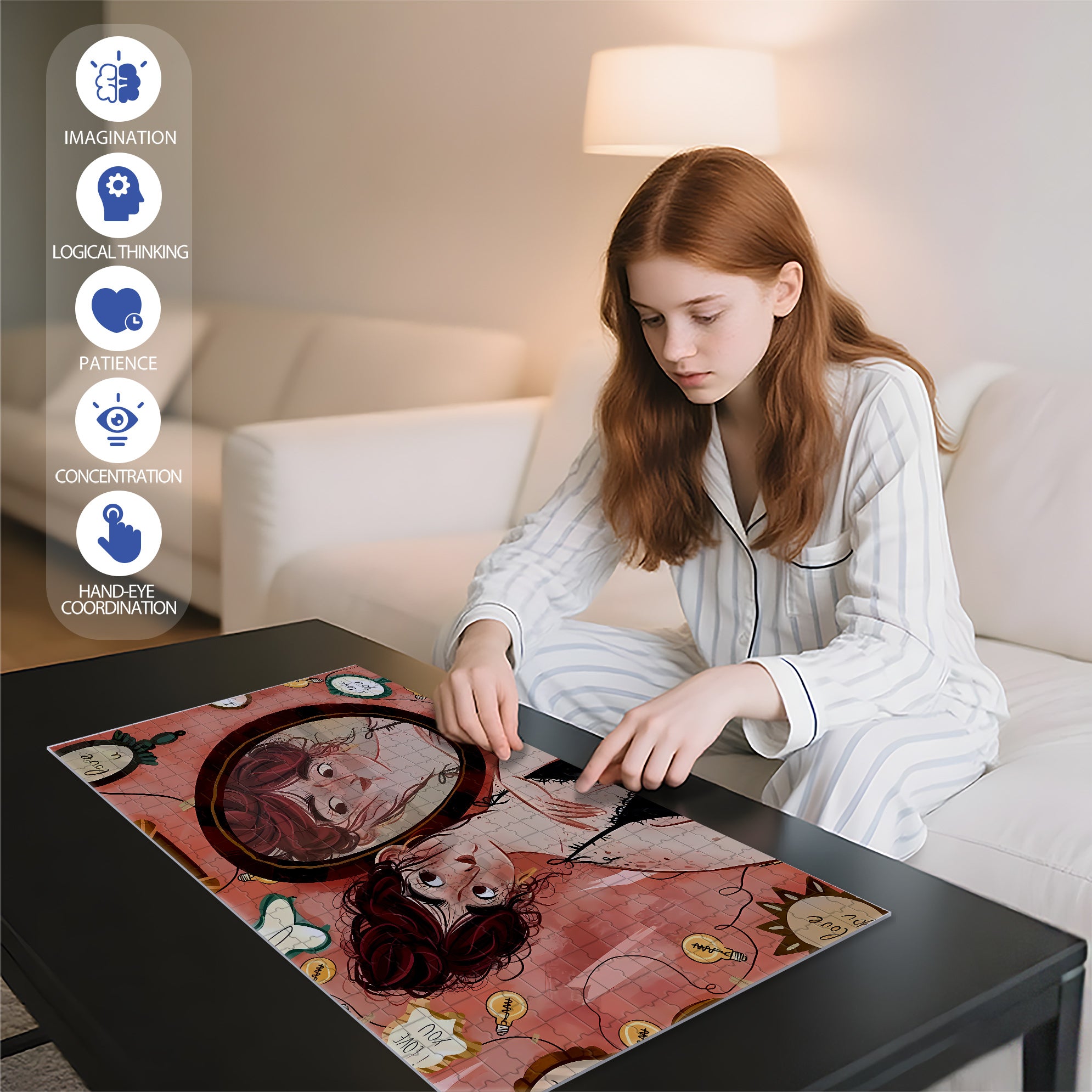 Beauty in the Mirror 500pcs/1000pcs Jigsaw Puzzle, Scratch-Resistant, Interactive Family Game & Brain-Boosting DIY Decor, Perfect for Halloween, Christmas & New Year Gifts, Family Puzzle Game