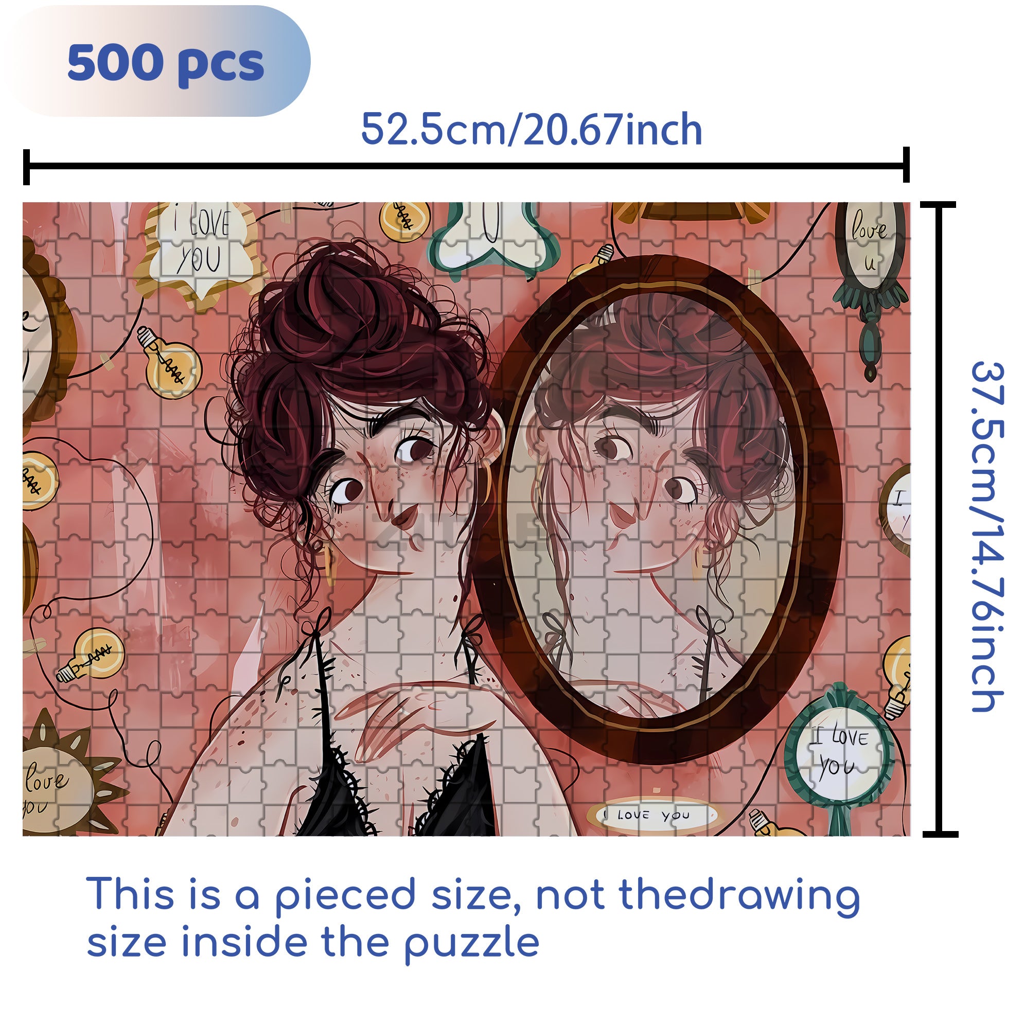 Beauty in the Mirror 500pcs/1000pcs Jigsaw Puzzle, Scratch-Resistant, Interactive Family Game & Brain-Boosting DIY Decor, Perfect for Halloween, Christmas & New Year Gifts, Family Puzzle Game